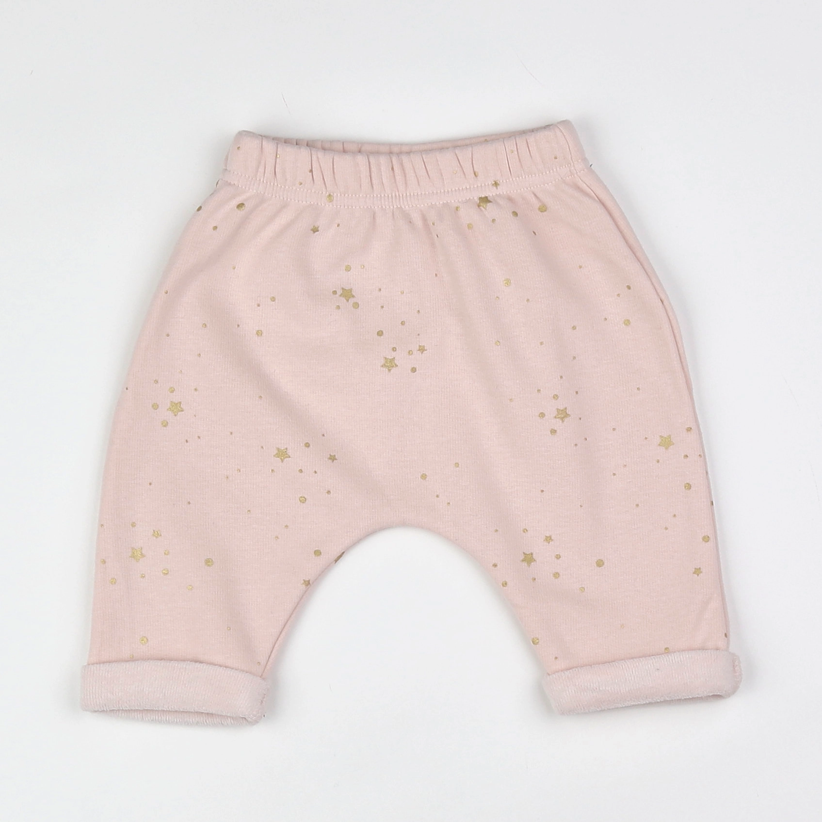 Vertbaudet - sarouel rose, or - 3 mois