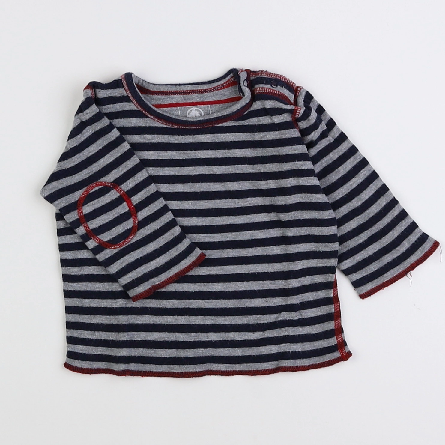 Petit Bateau - tee-shirt gris, bleu - 6 mois