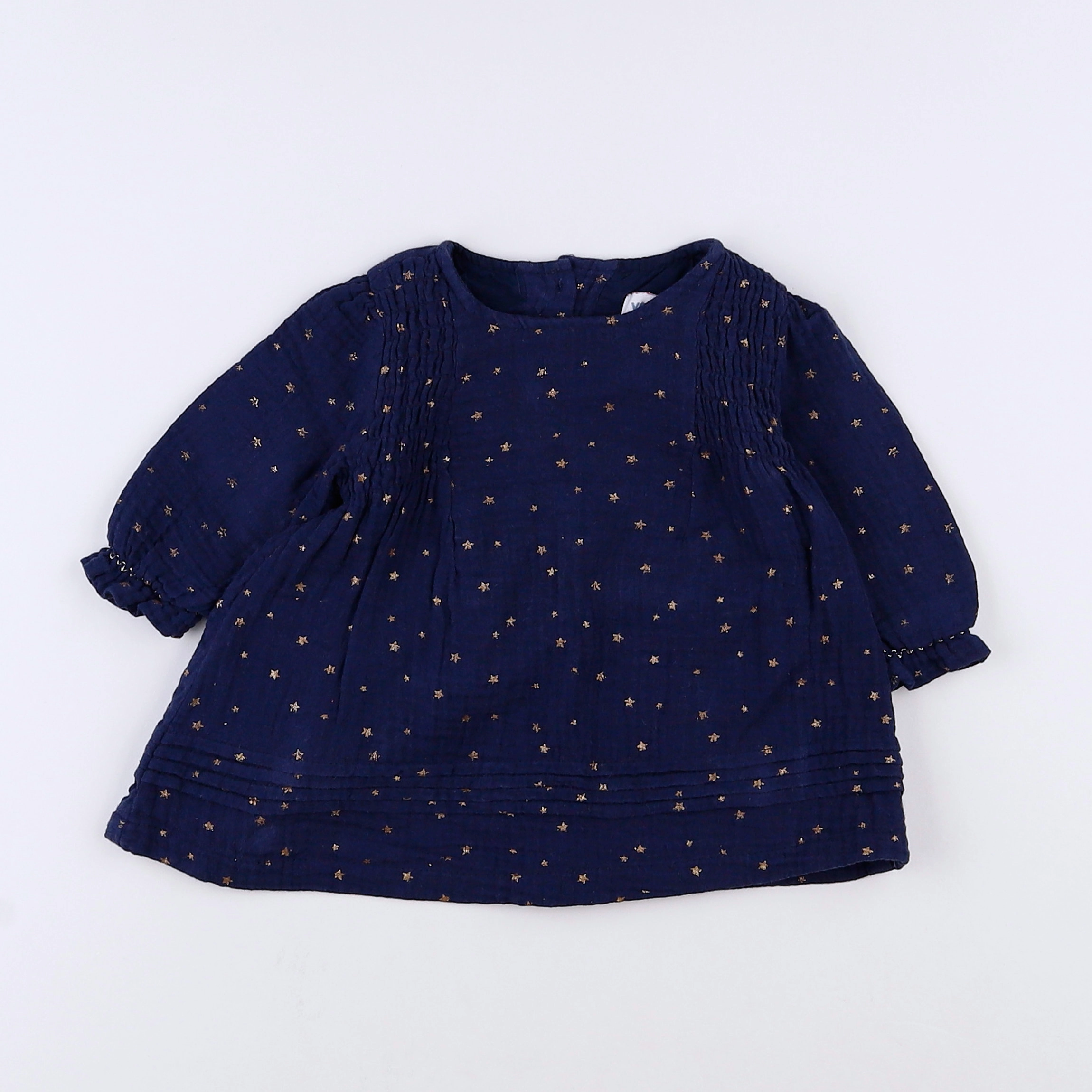 Vertbaudet - robe bleu, or - 3 mois