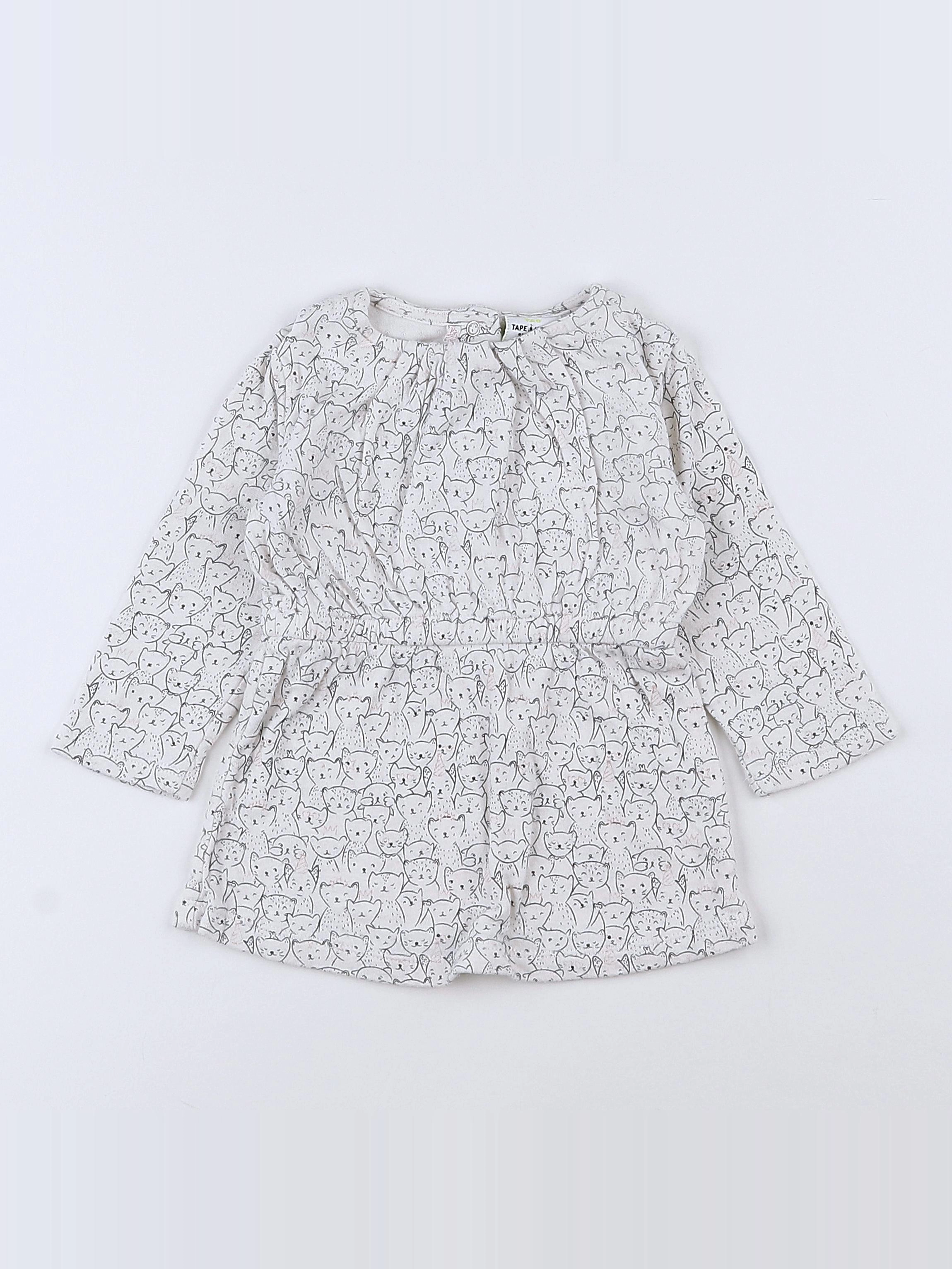 Tape à l'oeil - robe blanc, gris - 9 mois