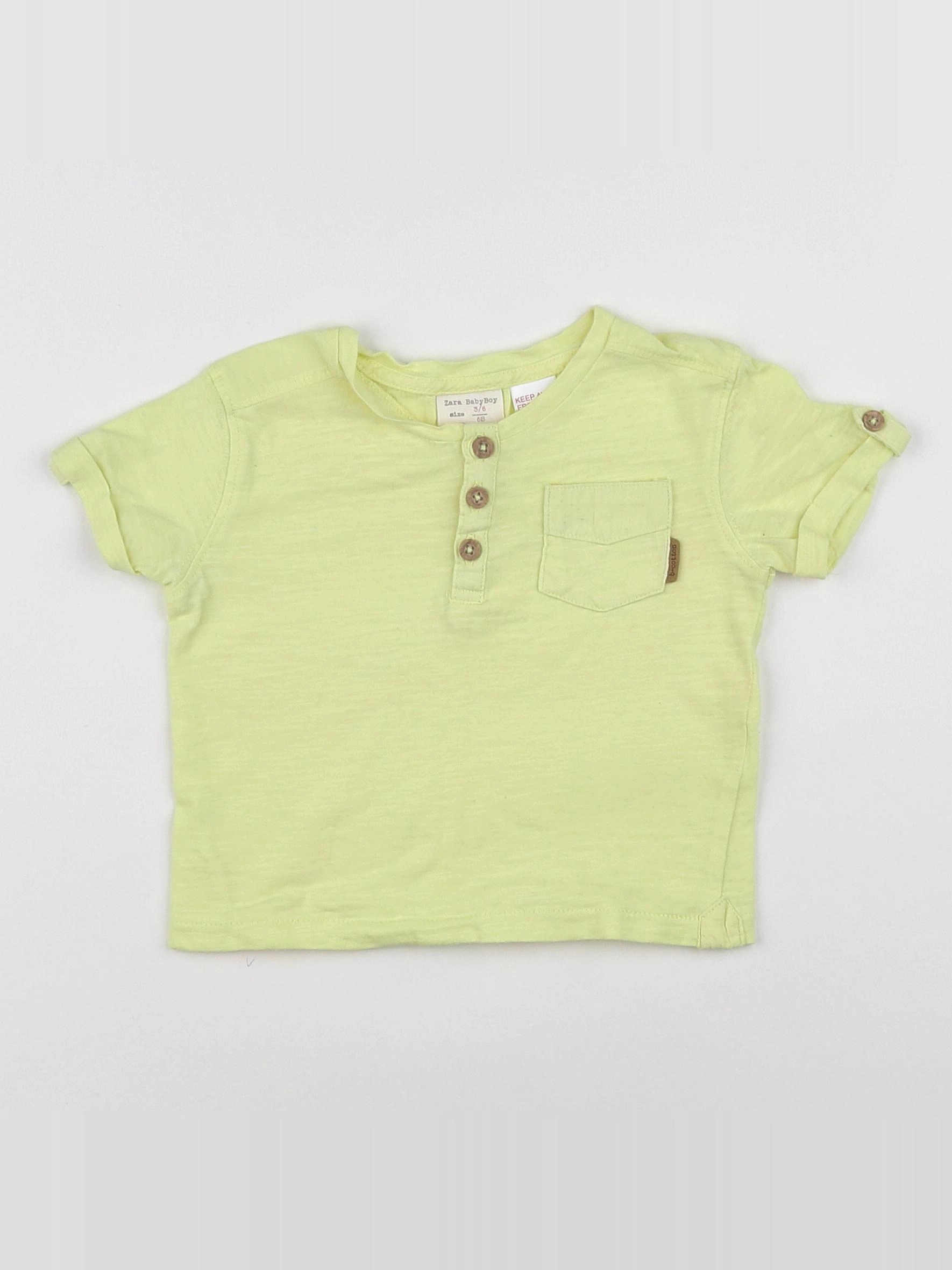 Zara - tee-shirt jaune - 3/6 mois