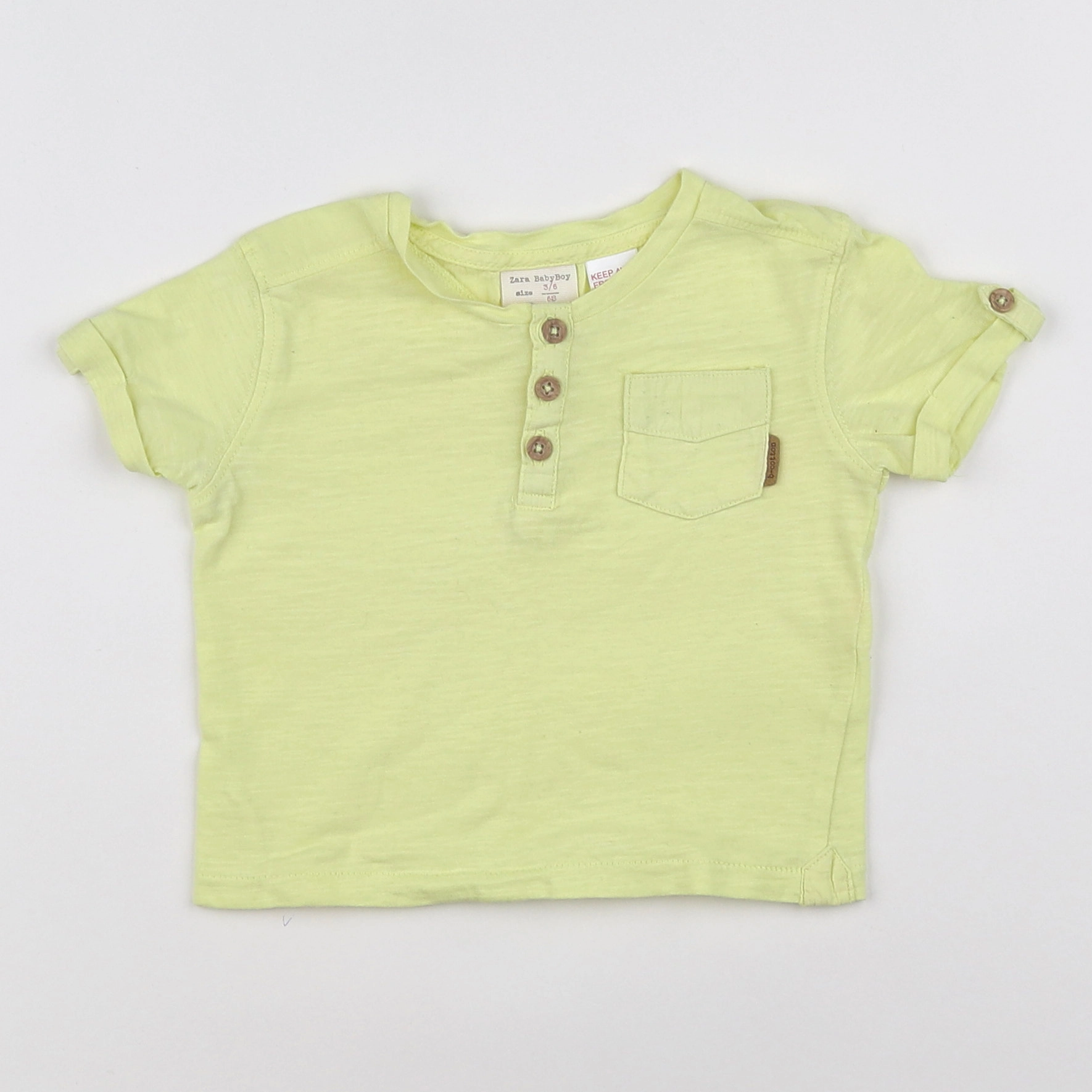 Zara - tee-shirt jaune - 3/6 mois