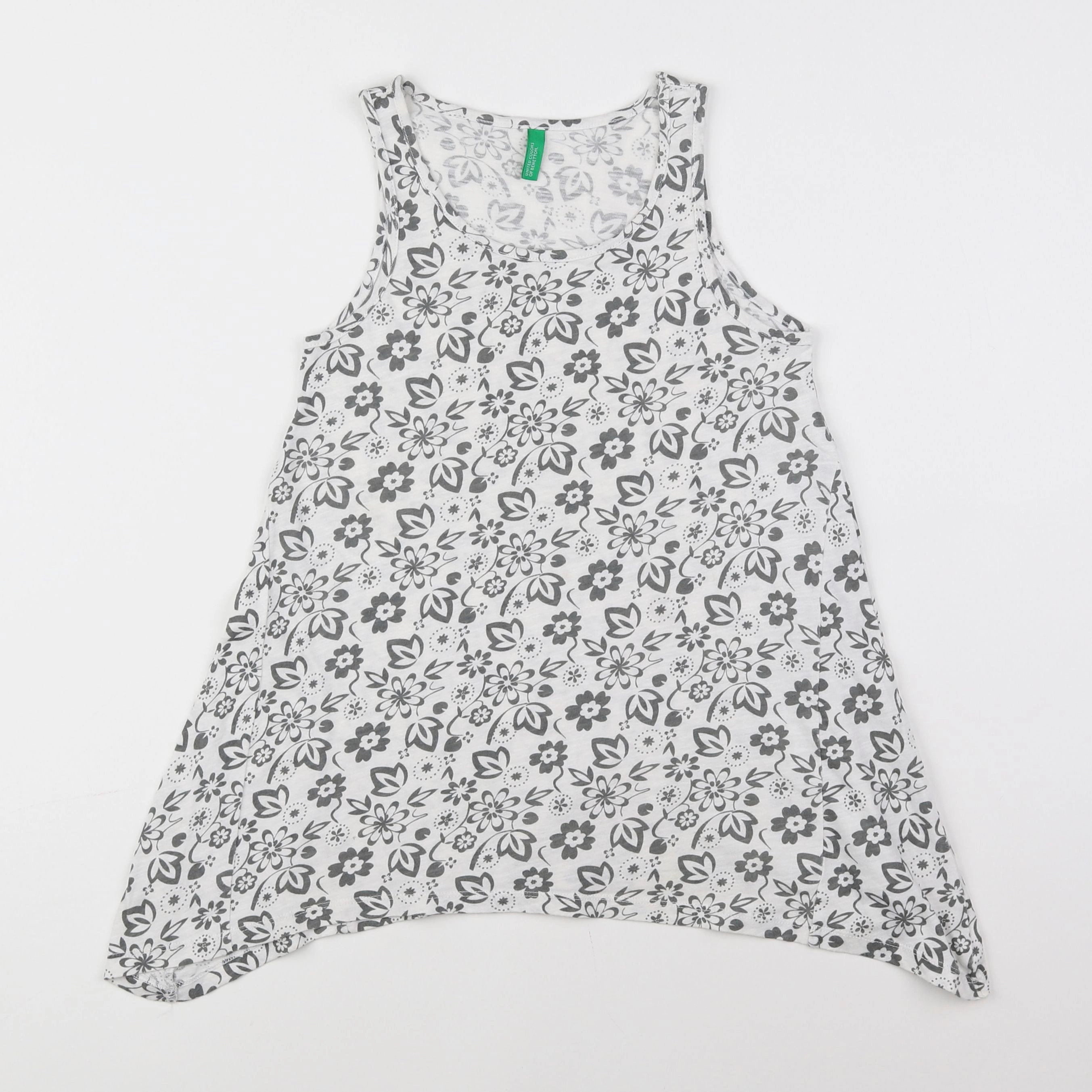 Benetton - robe blanc, gris - 6 ans