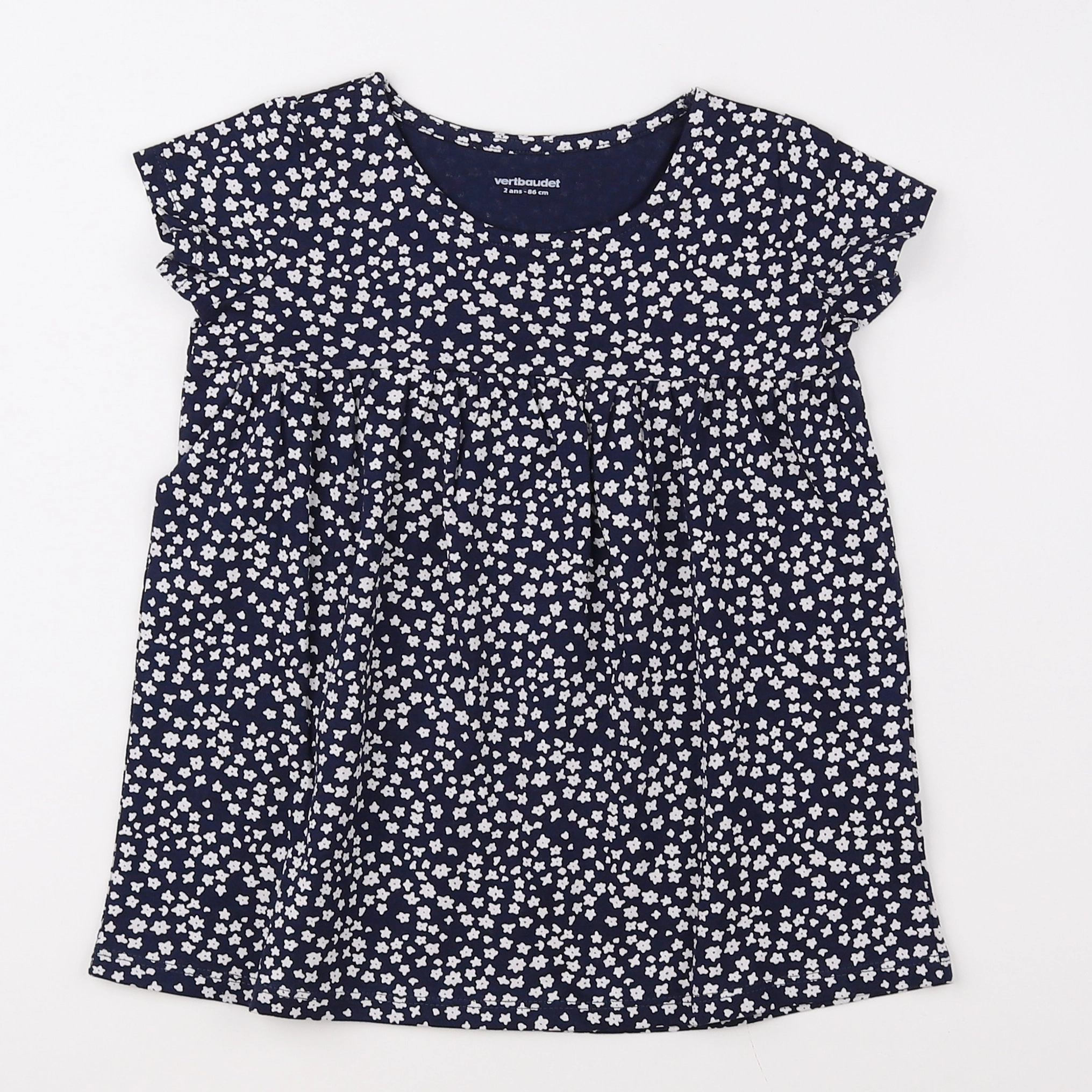 Vertbaudet - robe bleu, blanc - 2 ans