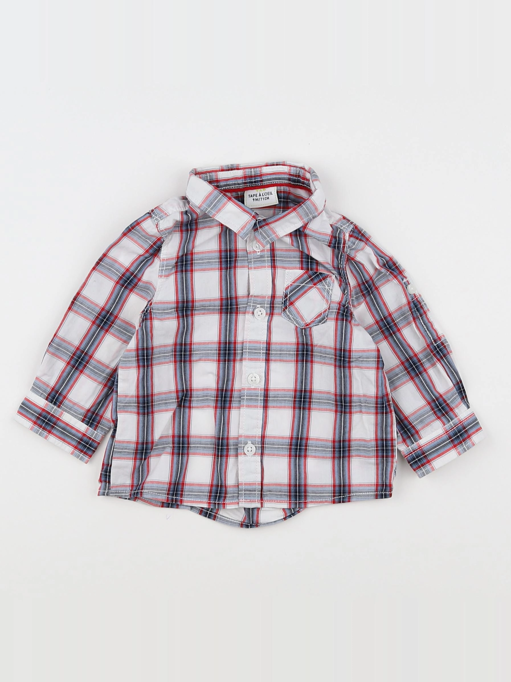 Tape à l'oeil - chemise blanc, rouge - 9 mois