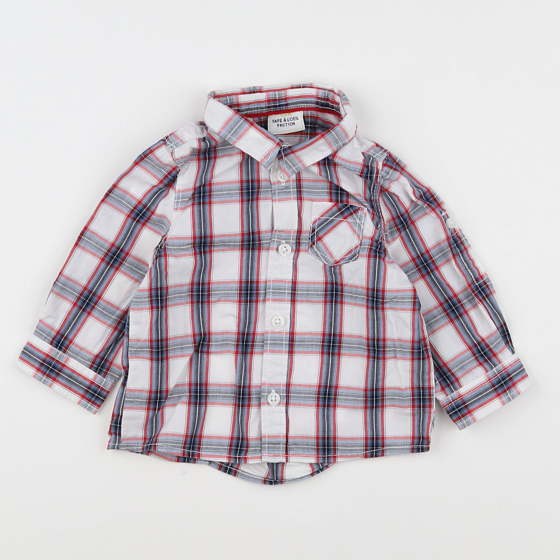 Tape à l'oeil - chemise blanc, rouge - 9 mois