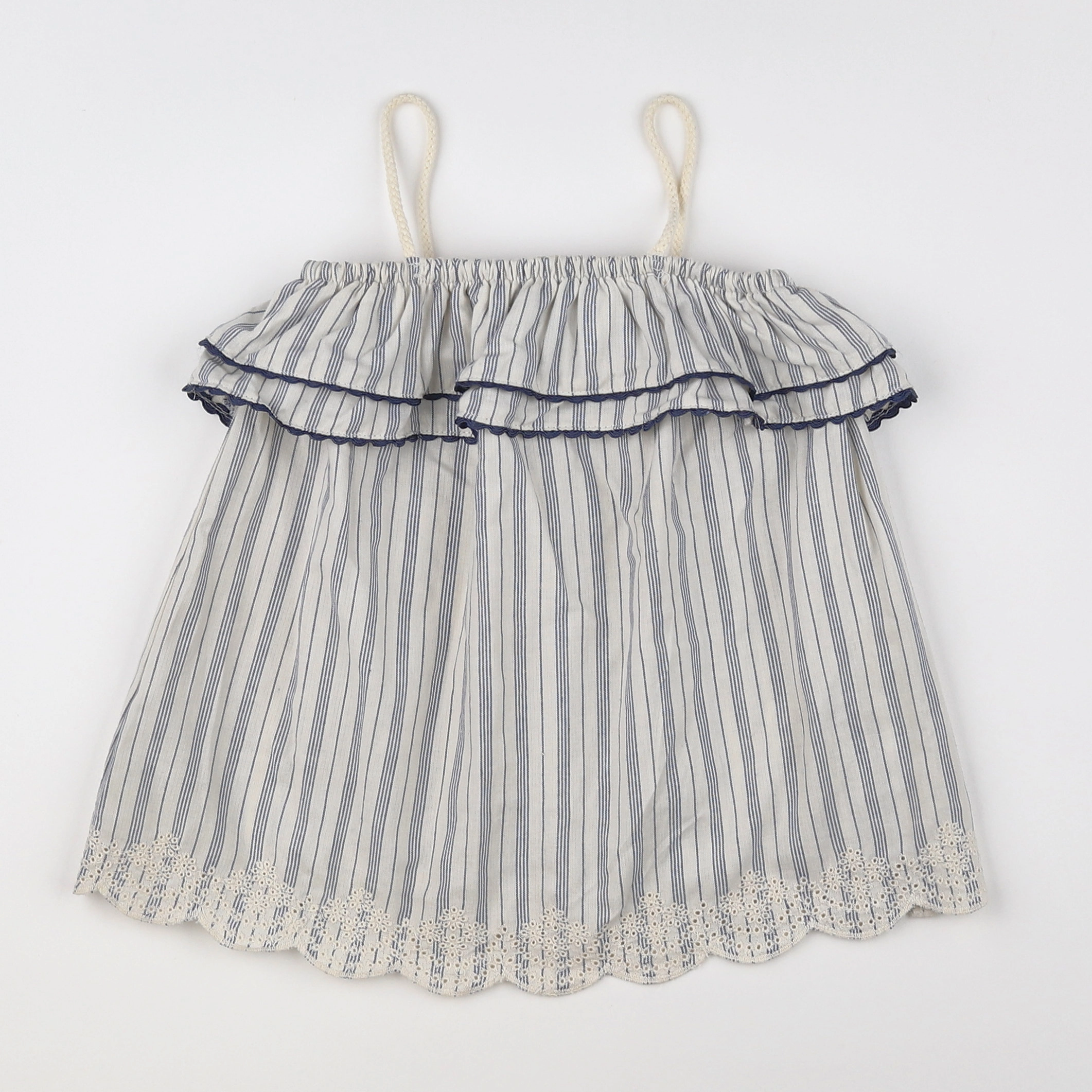 Vertbaudet - robe beige, bleu - 18 mois