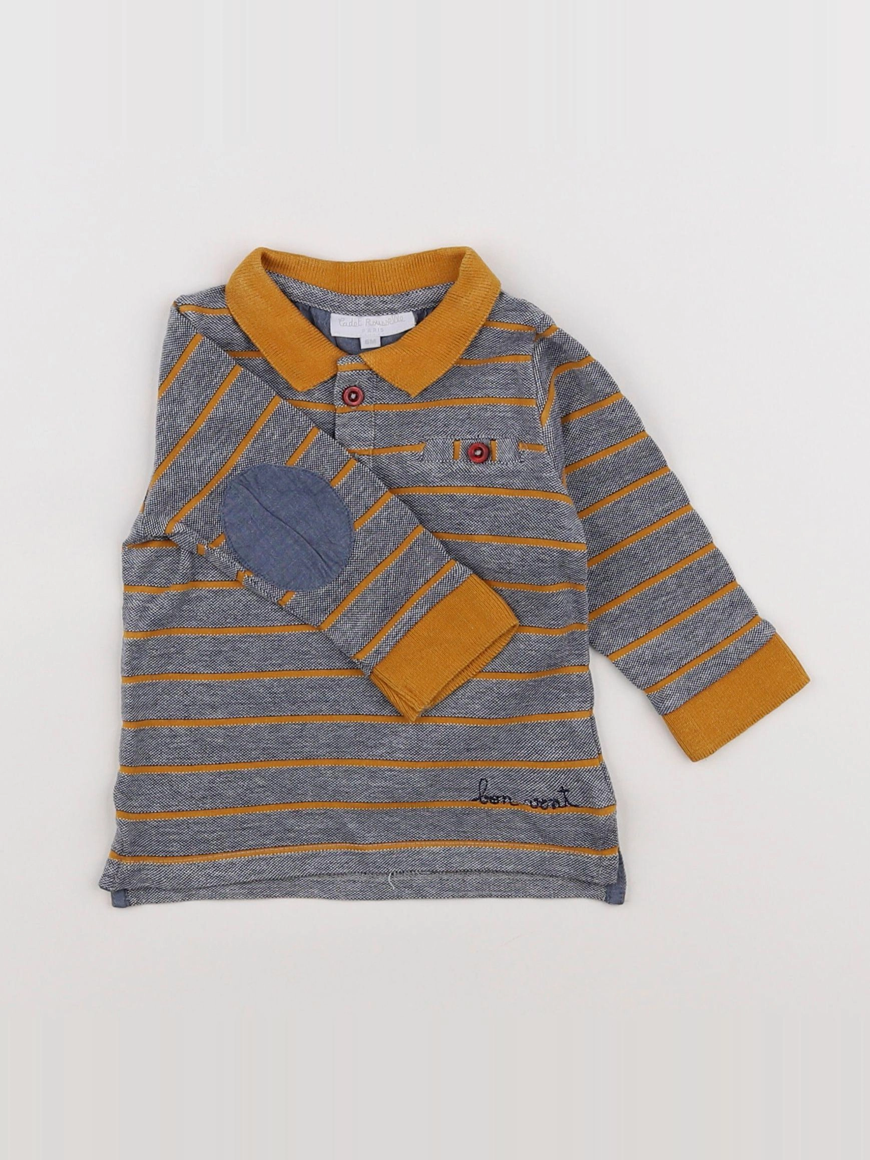 Cadet Rousselle - polo jaune, gris - 6 mois