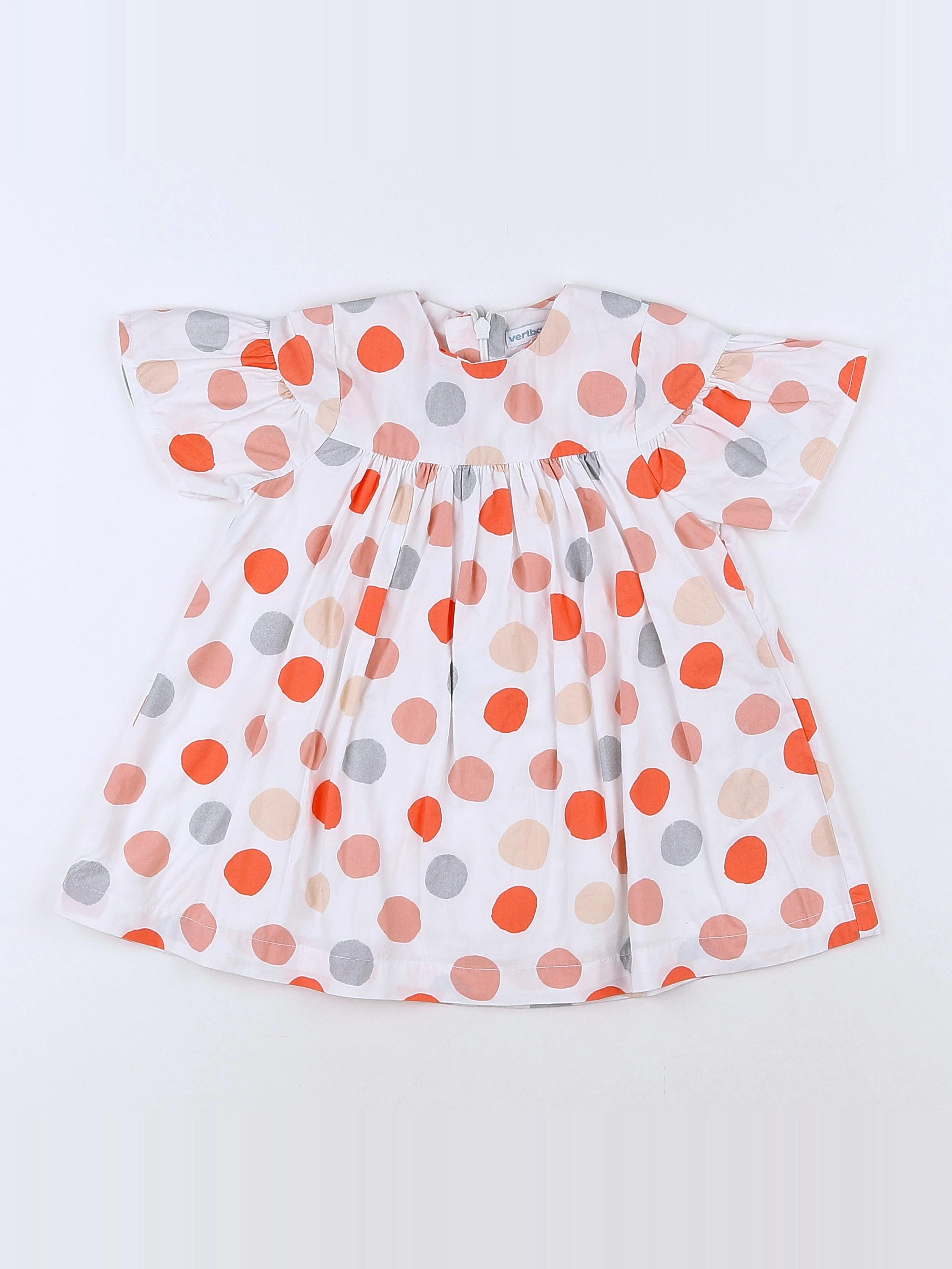Vertbaudet - robe blanc, orange - 18 mois