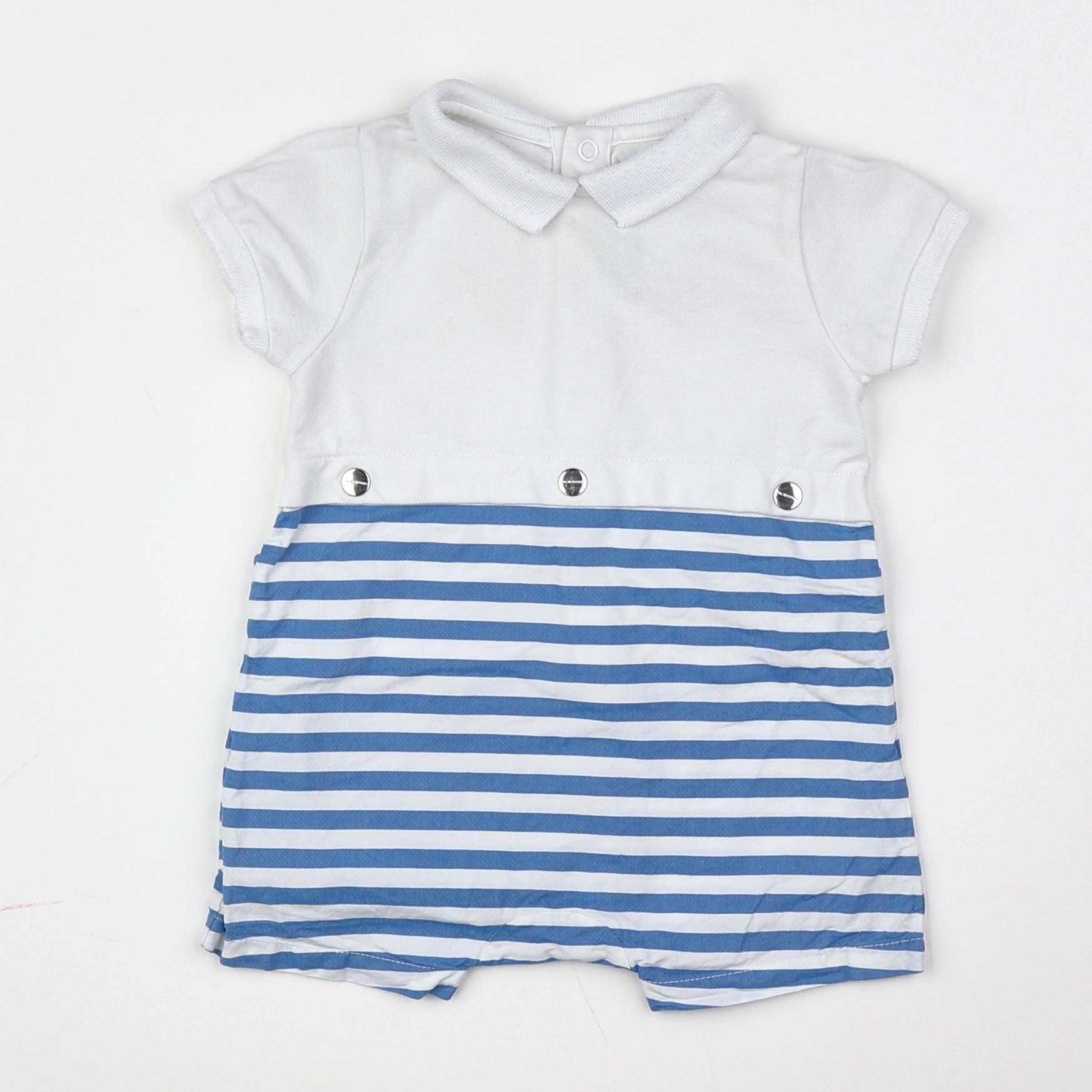 Jacadi - combinaison bleu, blanc - 6 mois