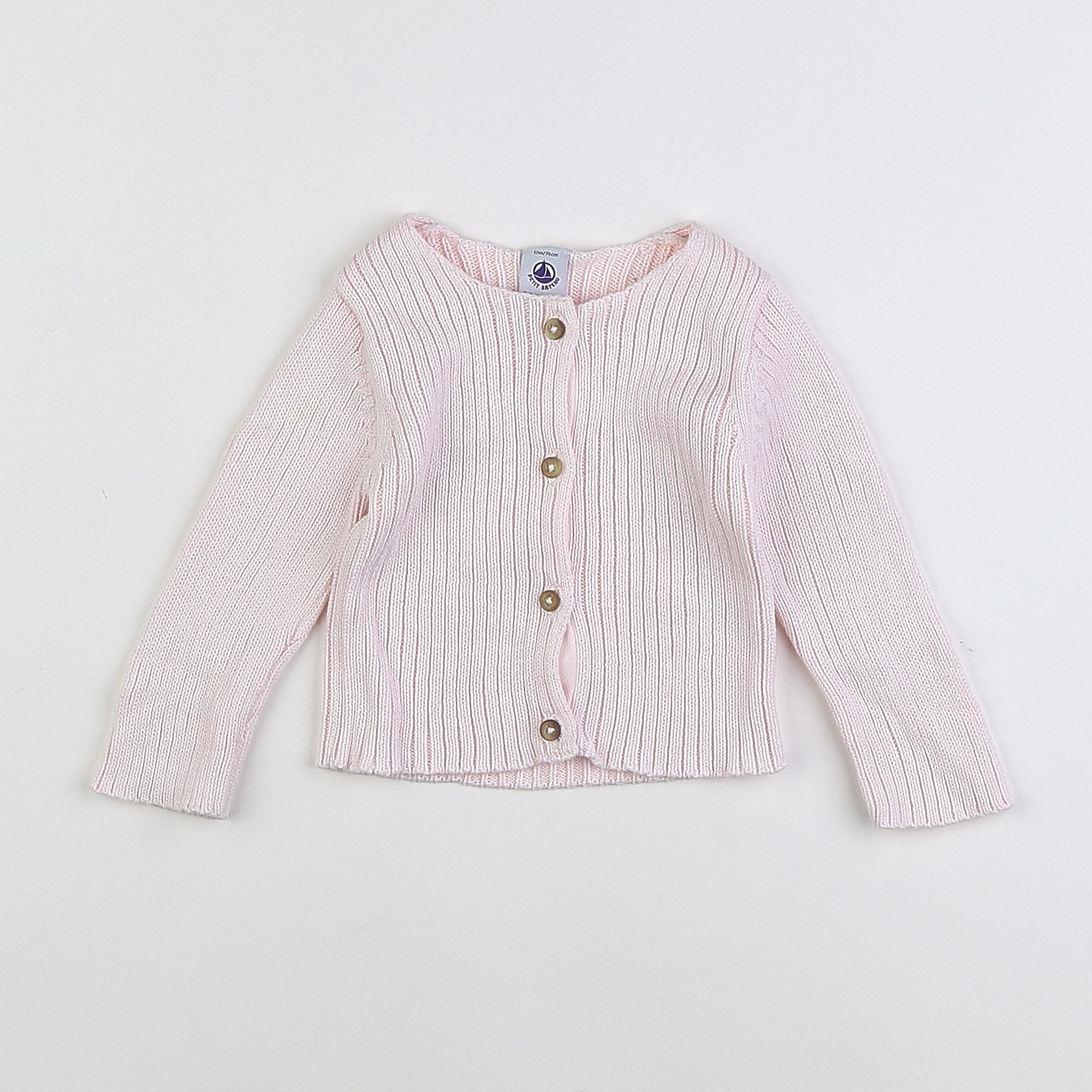 Petit Bateau - gilet rose - 12 mois