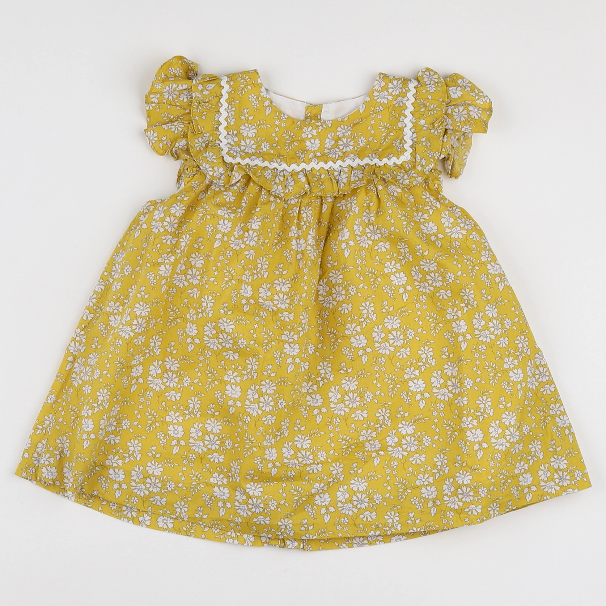 Jacadi - robe jaune, blanc - 12 mois