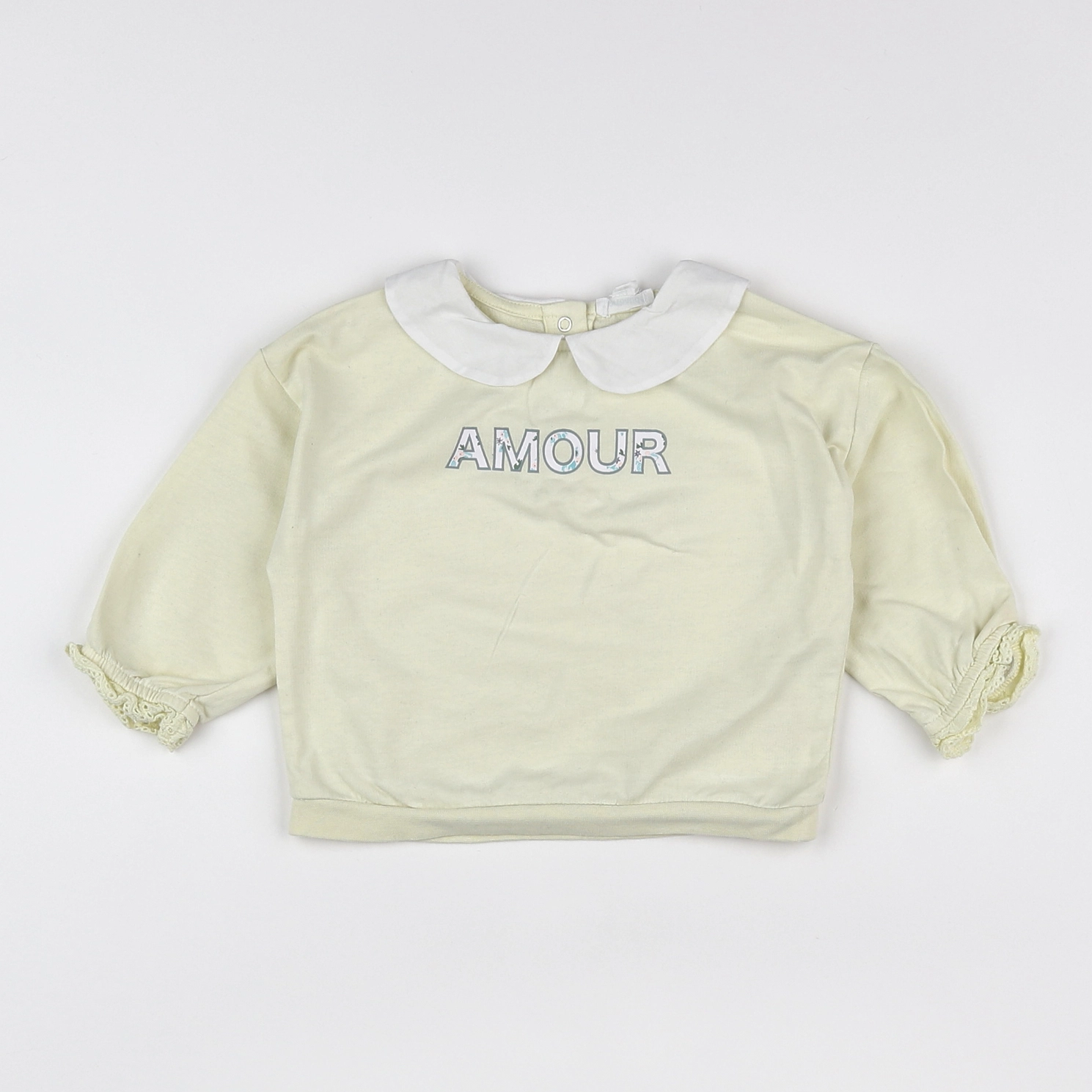 Vertbaudet - sweat jaune - 12 mois