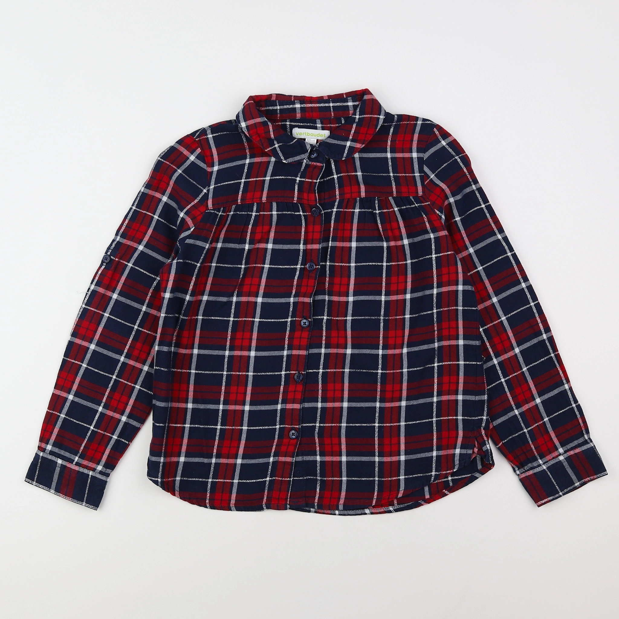 Vertbaudet - blouse bleu, rouge - 7 ans