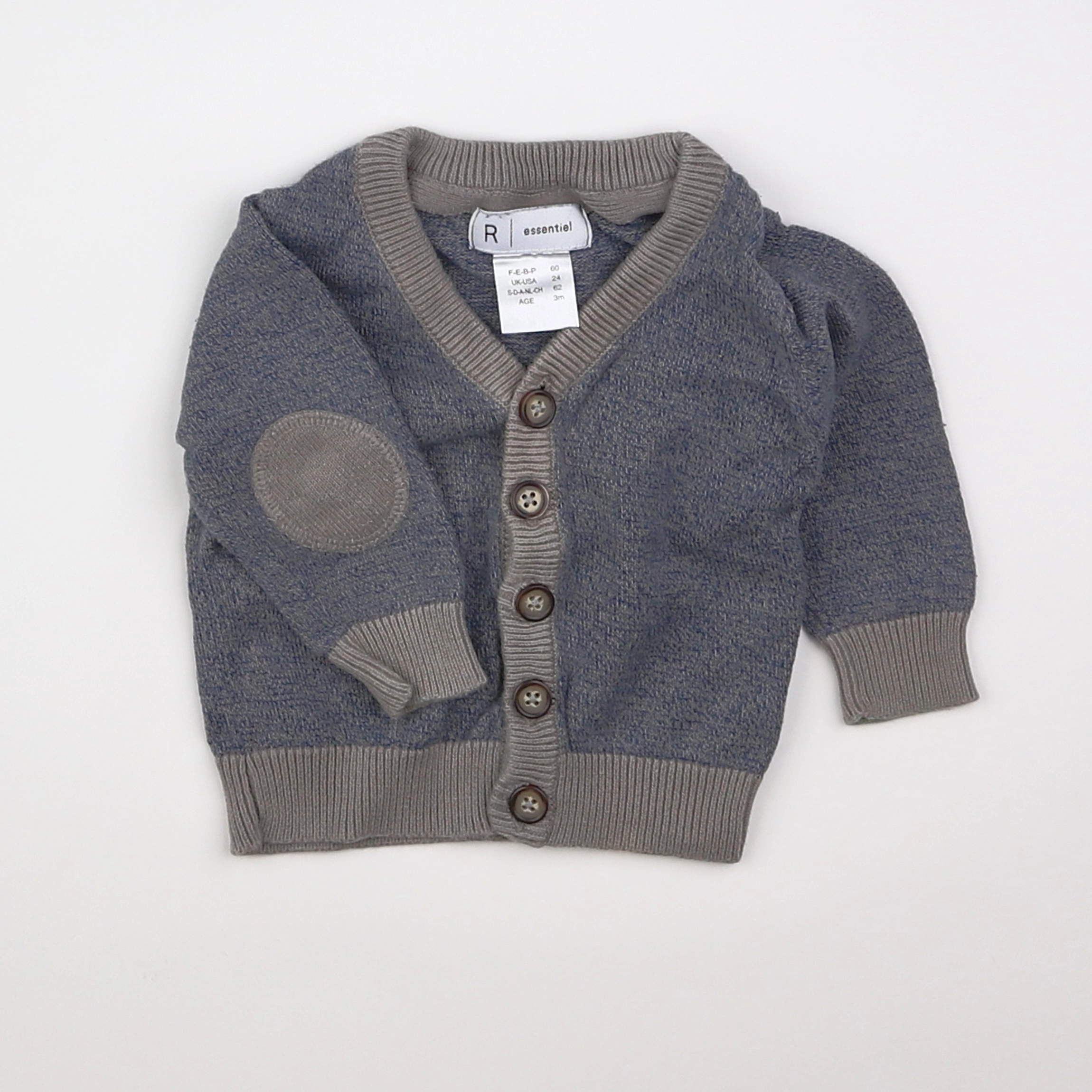 La Redoute - gilet bleu, gris - 3 mois