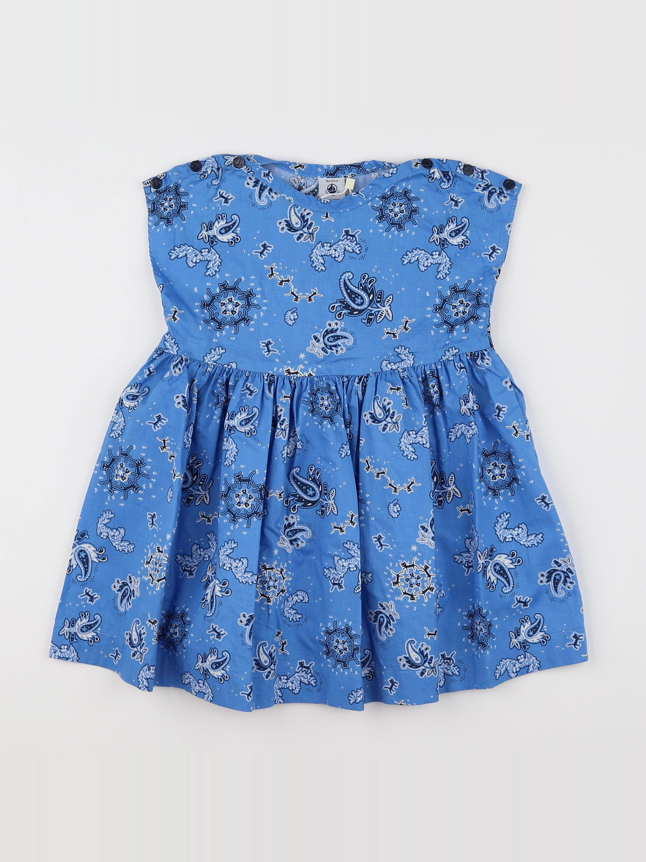 Petit Bateau - robe bleu - 18 mois