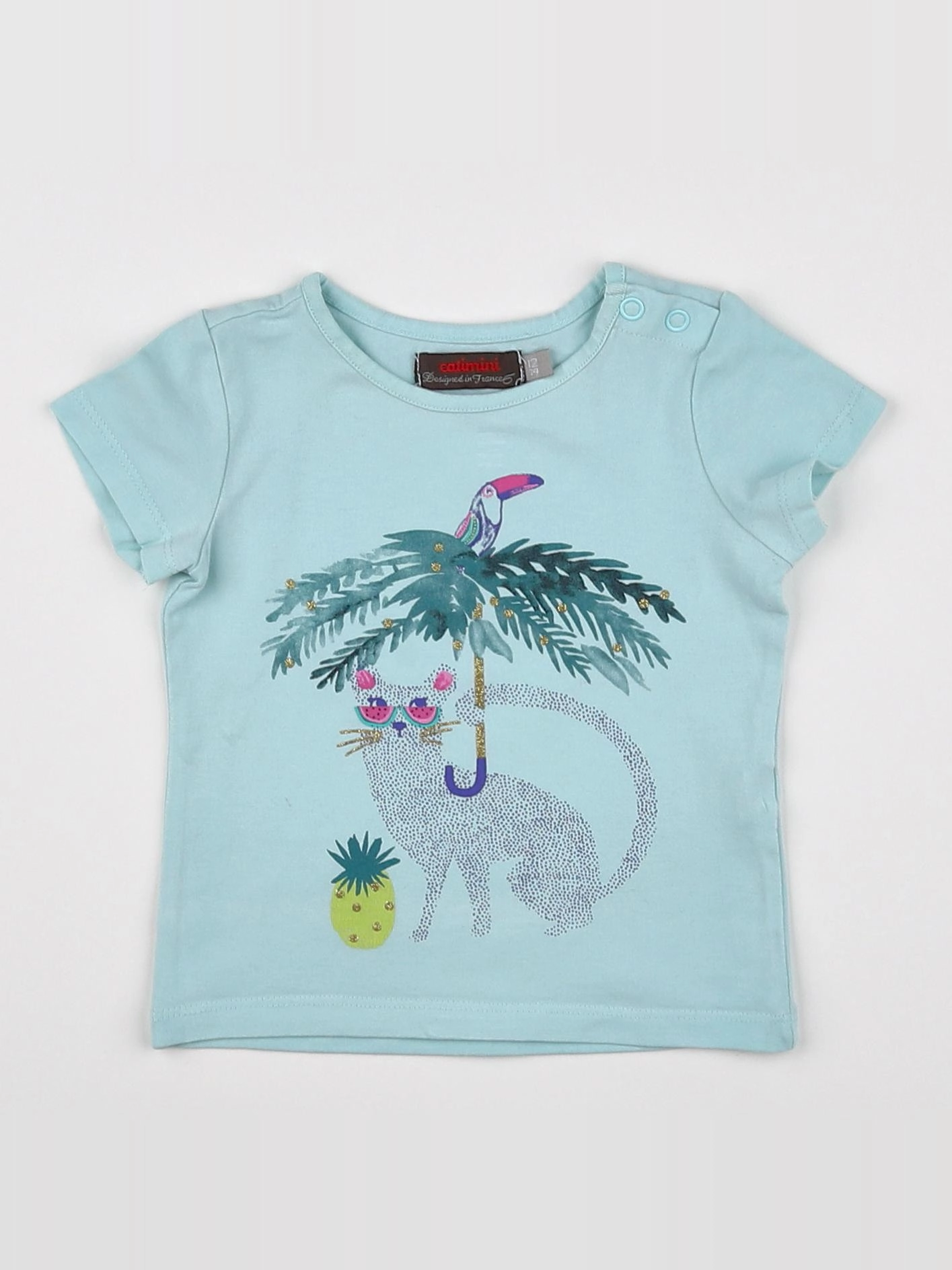 Catimini - tee-shirt bleu - 12 mois