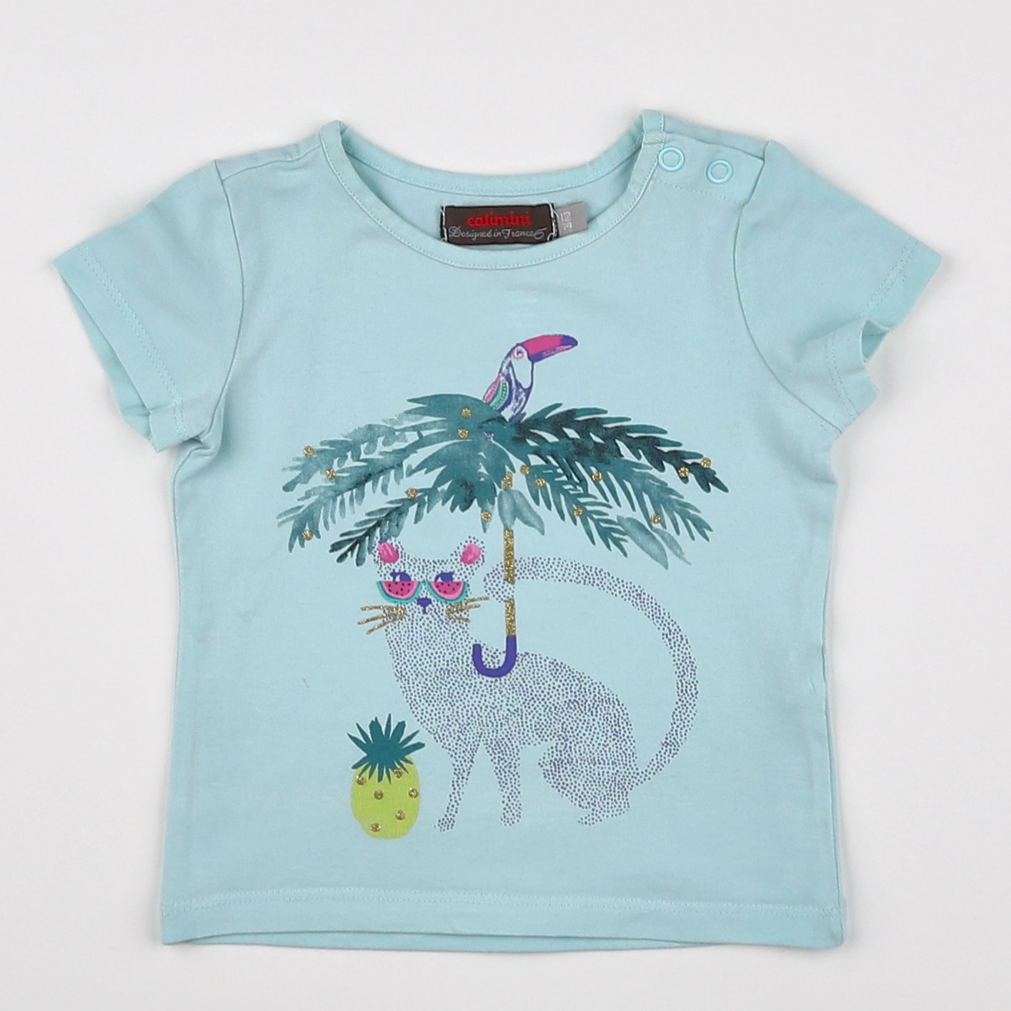 Catimini - tee-shirt bleu - 12 mois