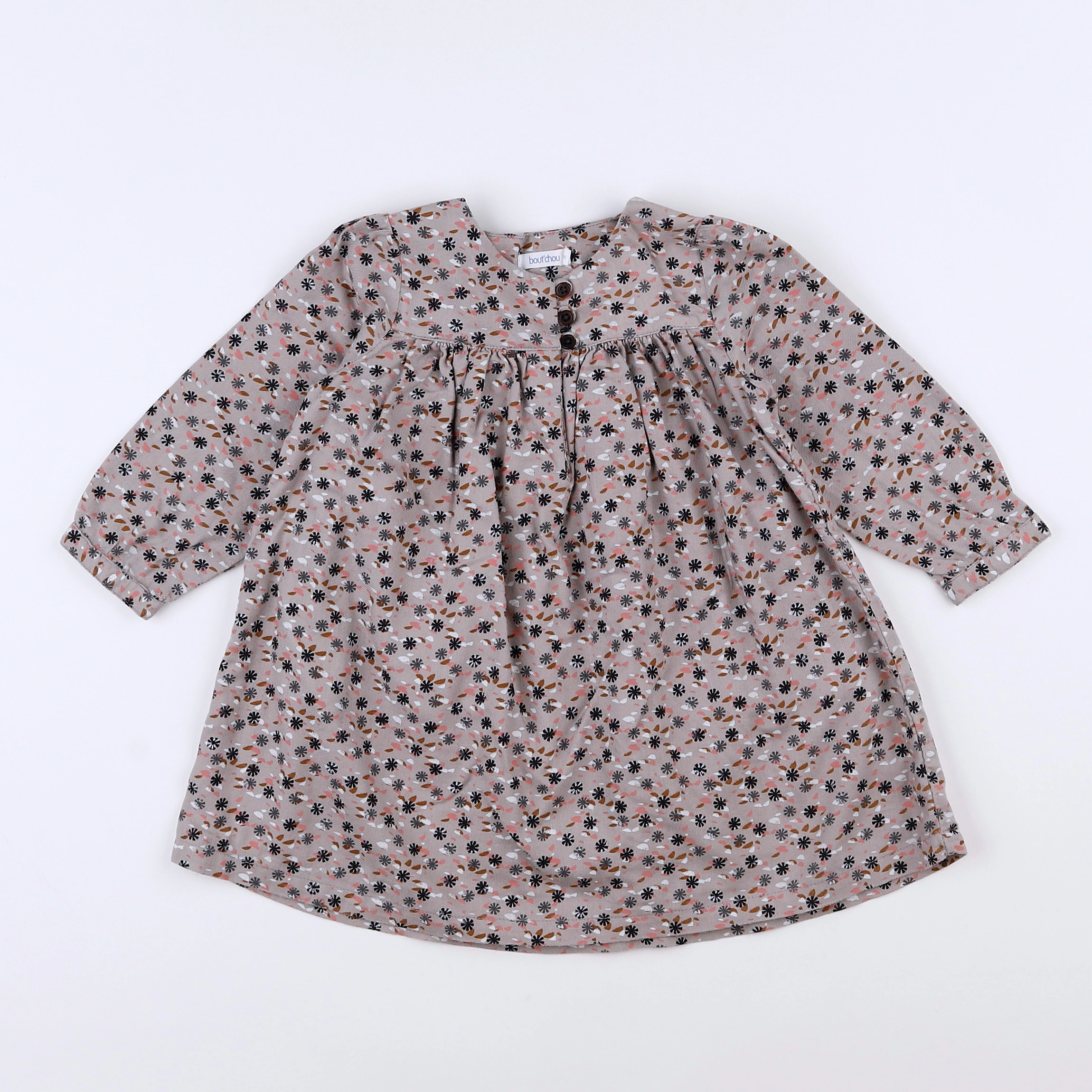 Boutchou - robe gris, rose - 12 mois