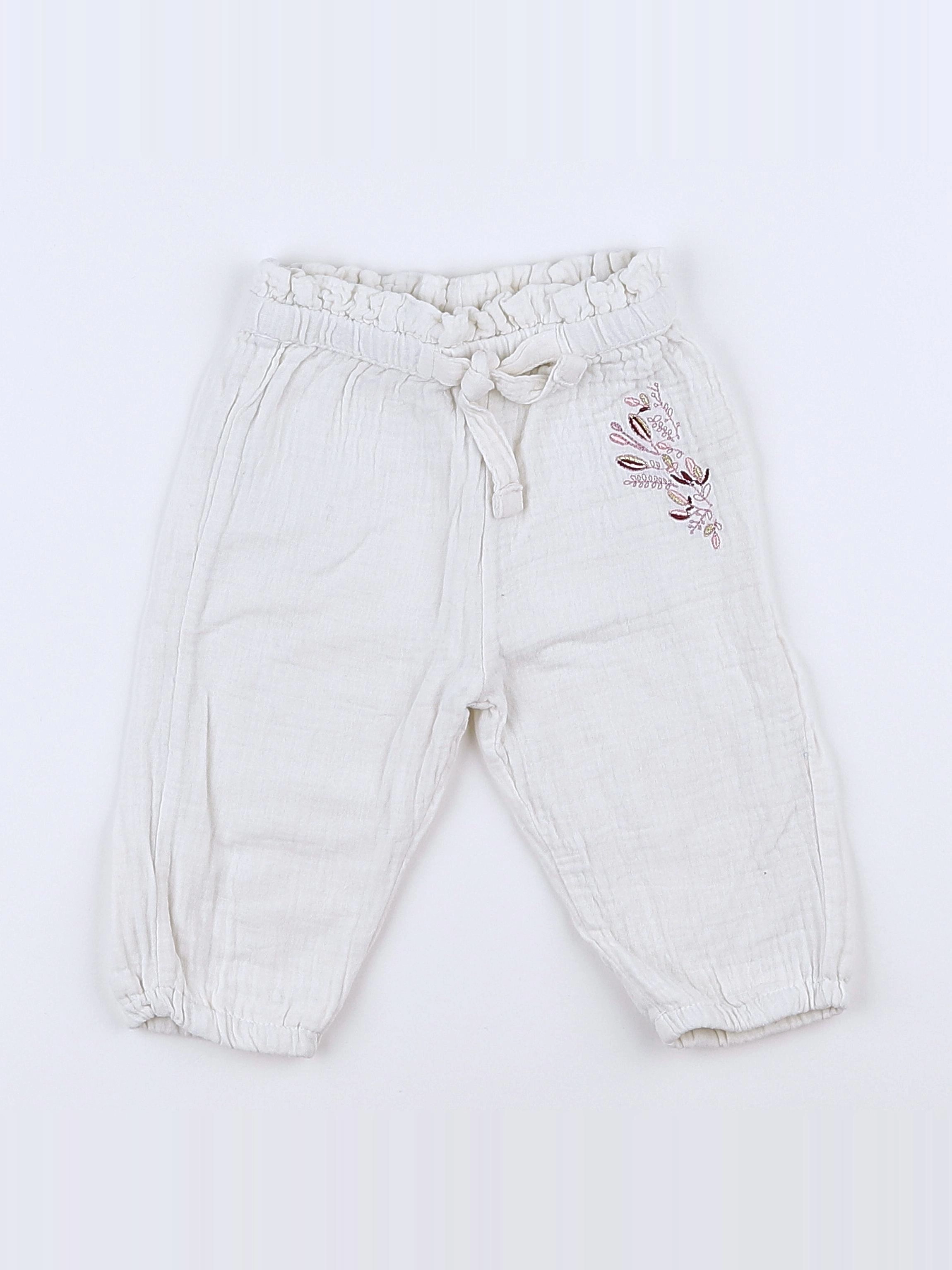 Vertbaudet - pantalon blanc - 9 mois