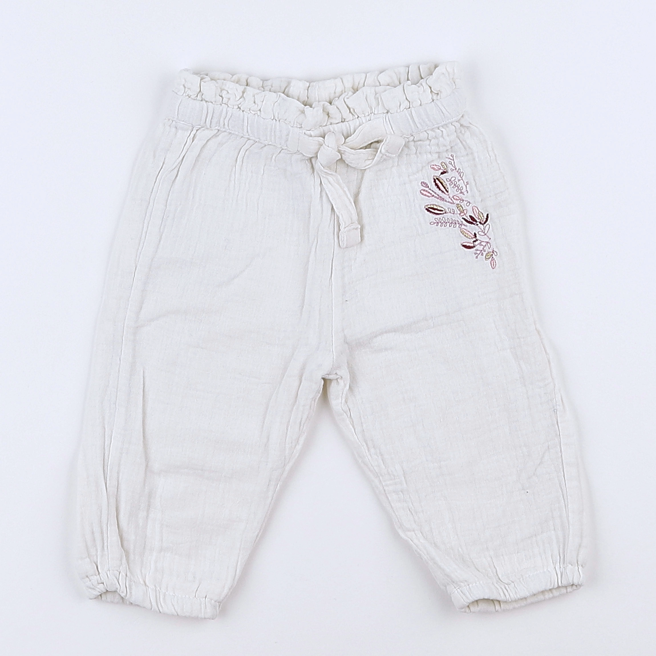 Vertbaudet - pantalon blanc - 9 mois