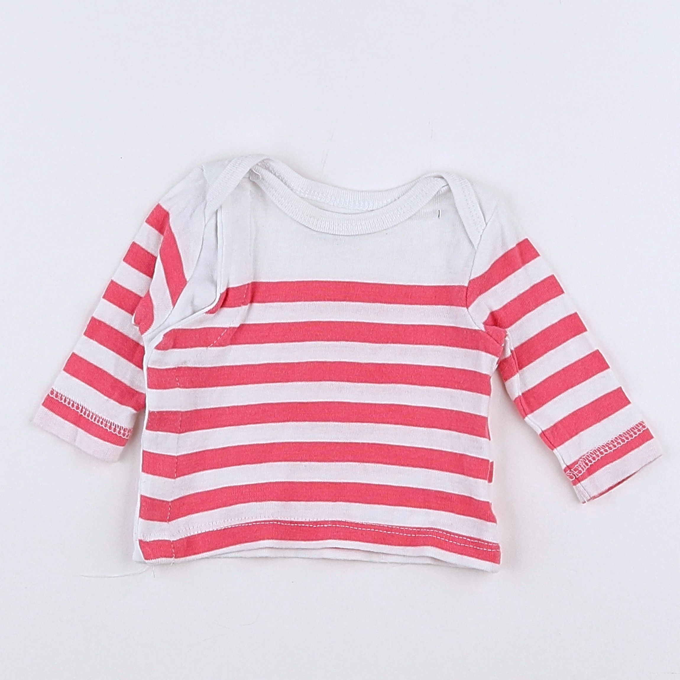 Vertbaudet - tee-shirt blanc, rose - 1 mois