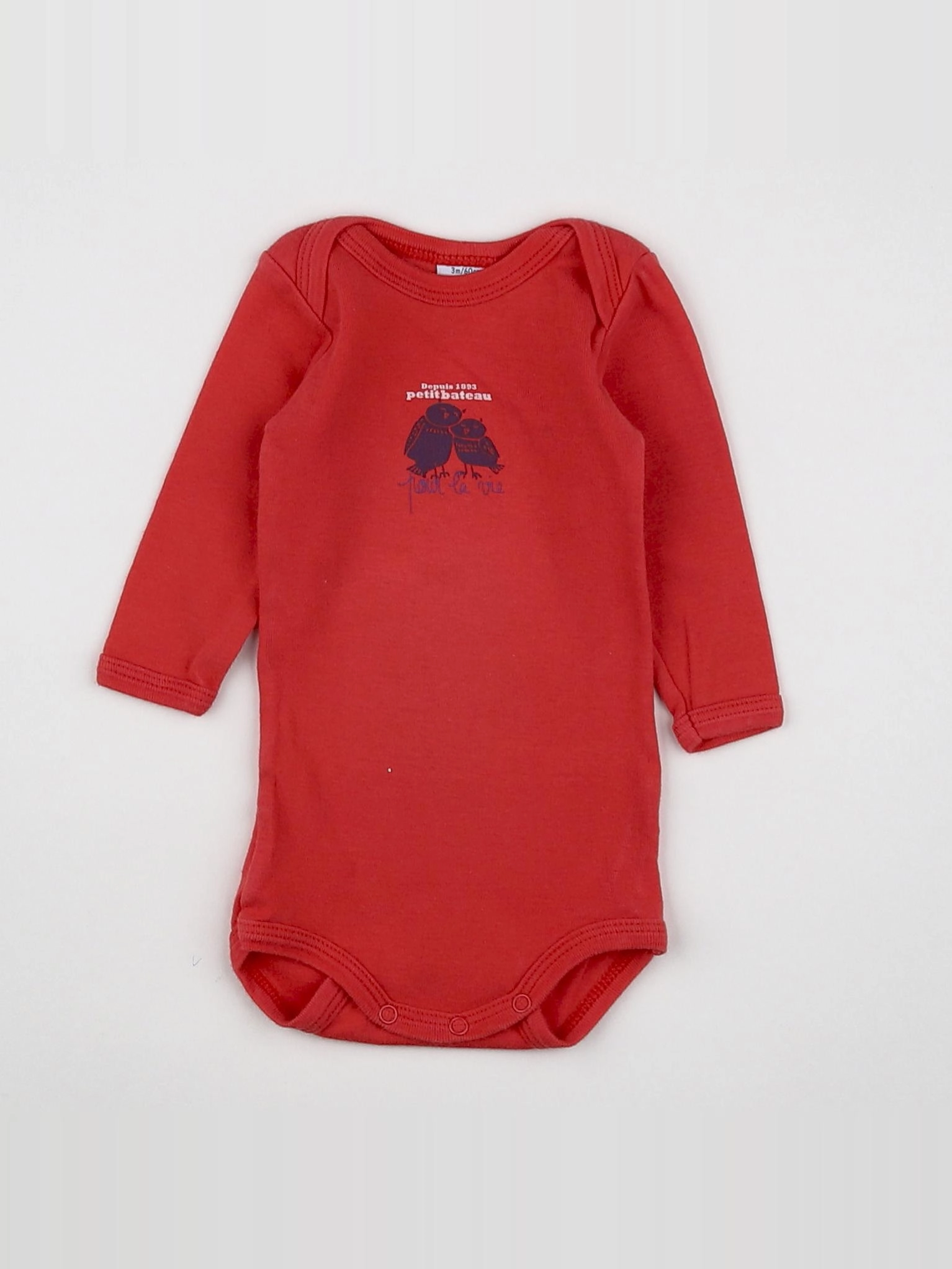 Petit Bateau - body rouge - 3 mois