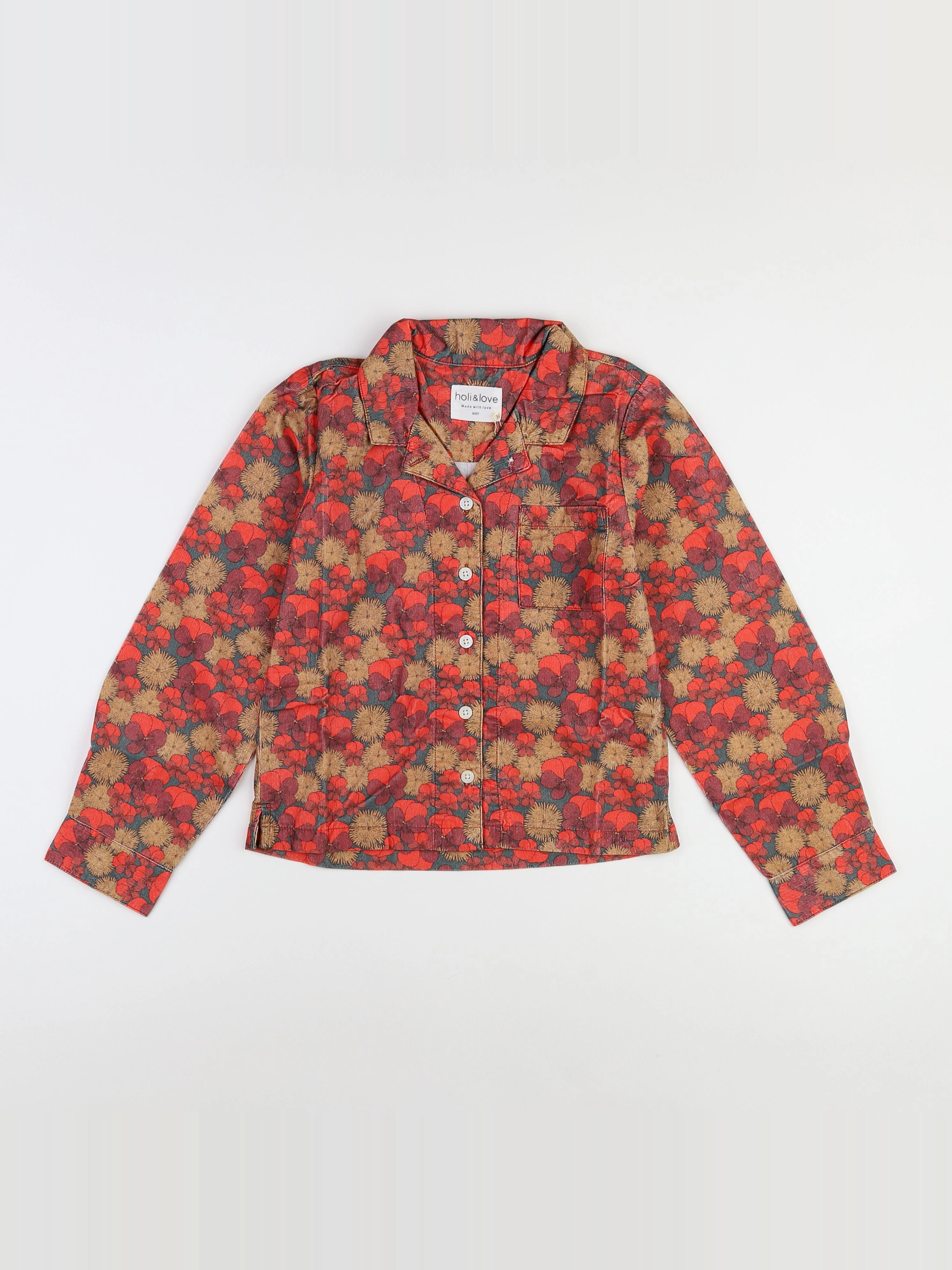 Holi & Love - chemise velours multicolore (neuf) - 8/9 ans