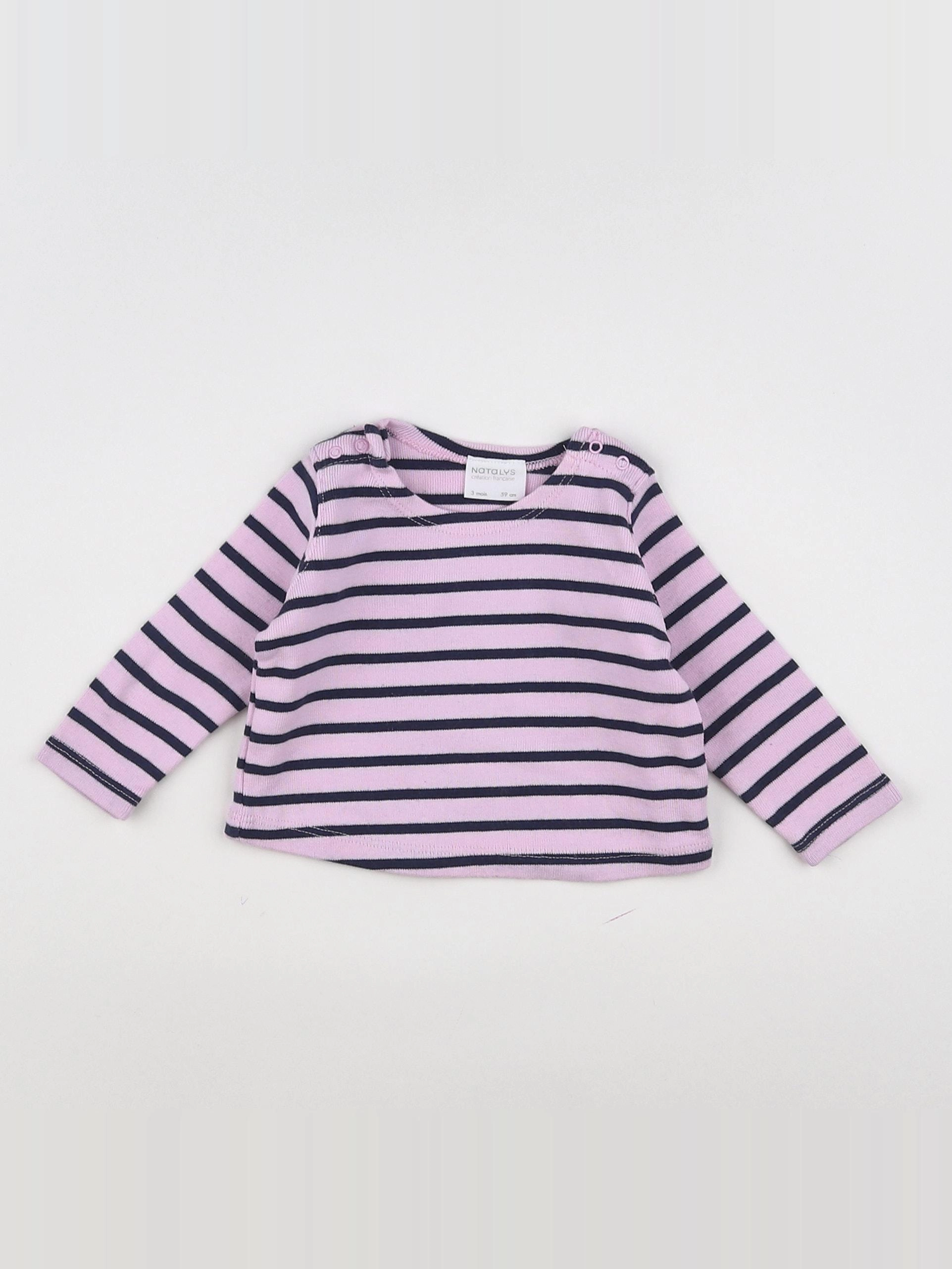 Natalys - tee-shirt bleu, rose - 3 mois