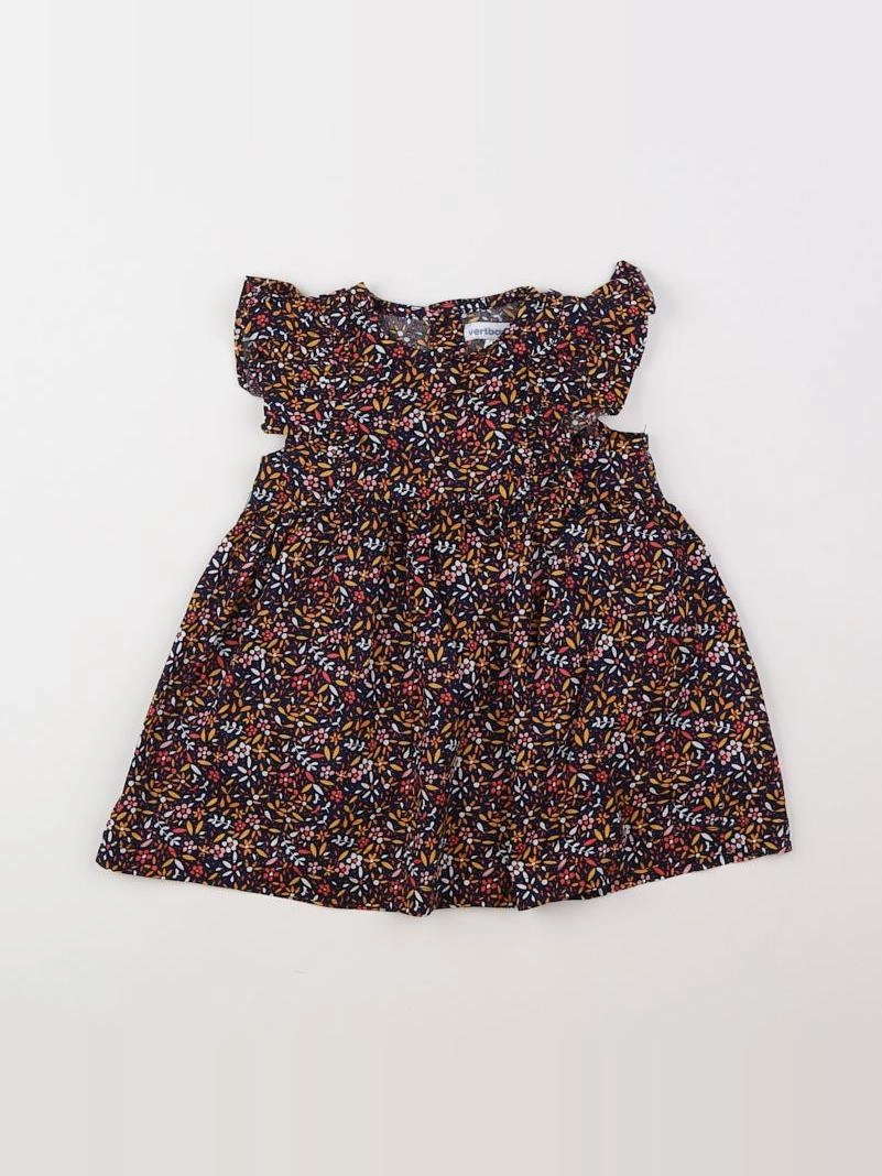 Vertbaudet - robe noir, orange, multicolore - 9 mois