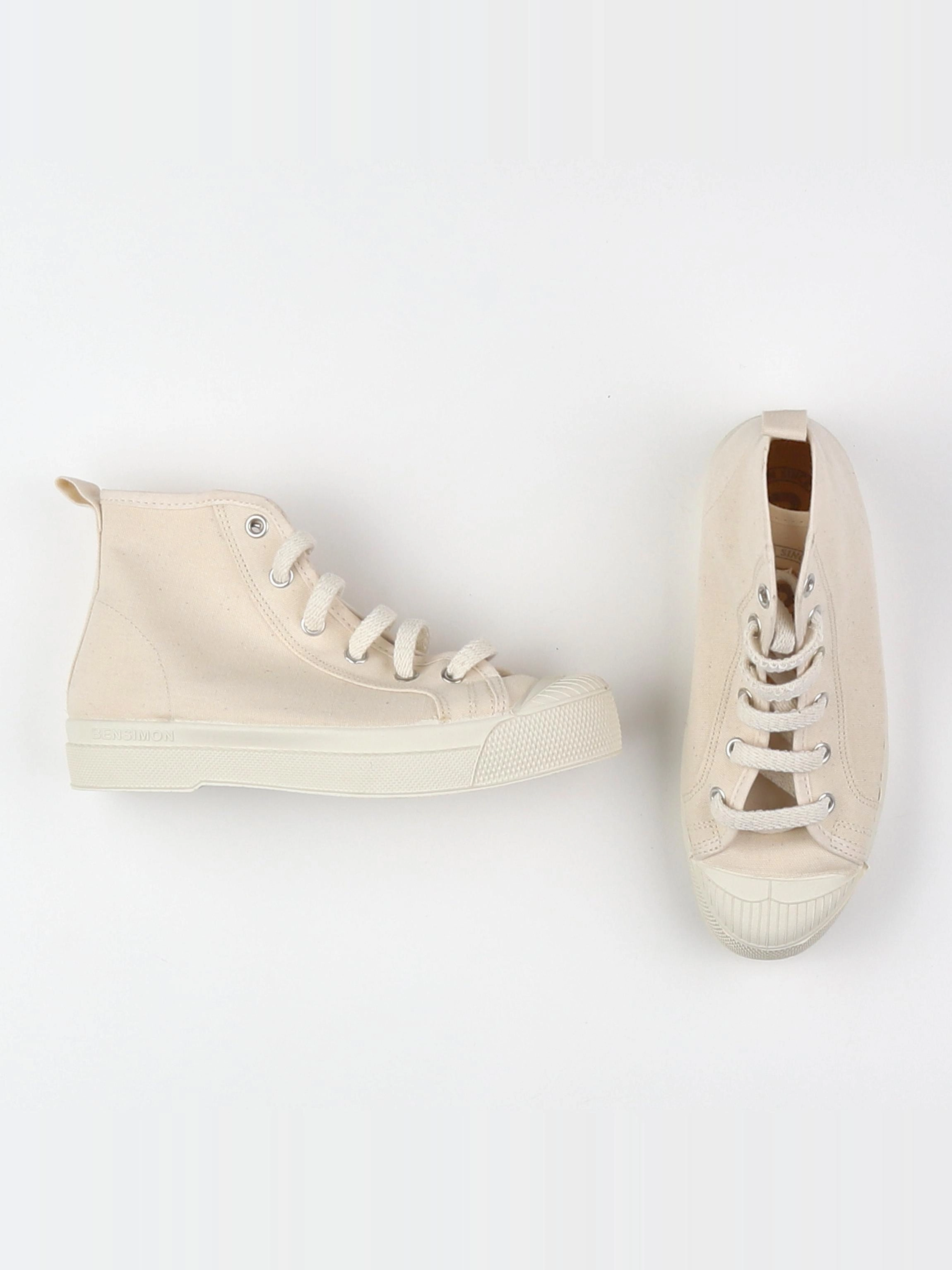 Bensimon - tennis à scratch/ lacets beige (neuf) - pointure 33