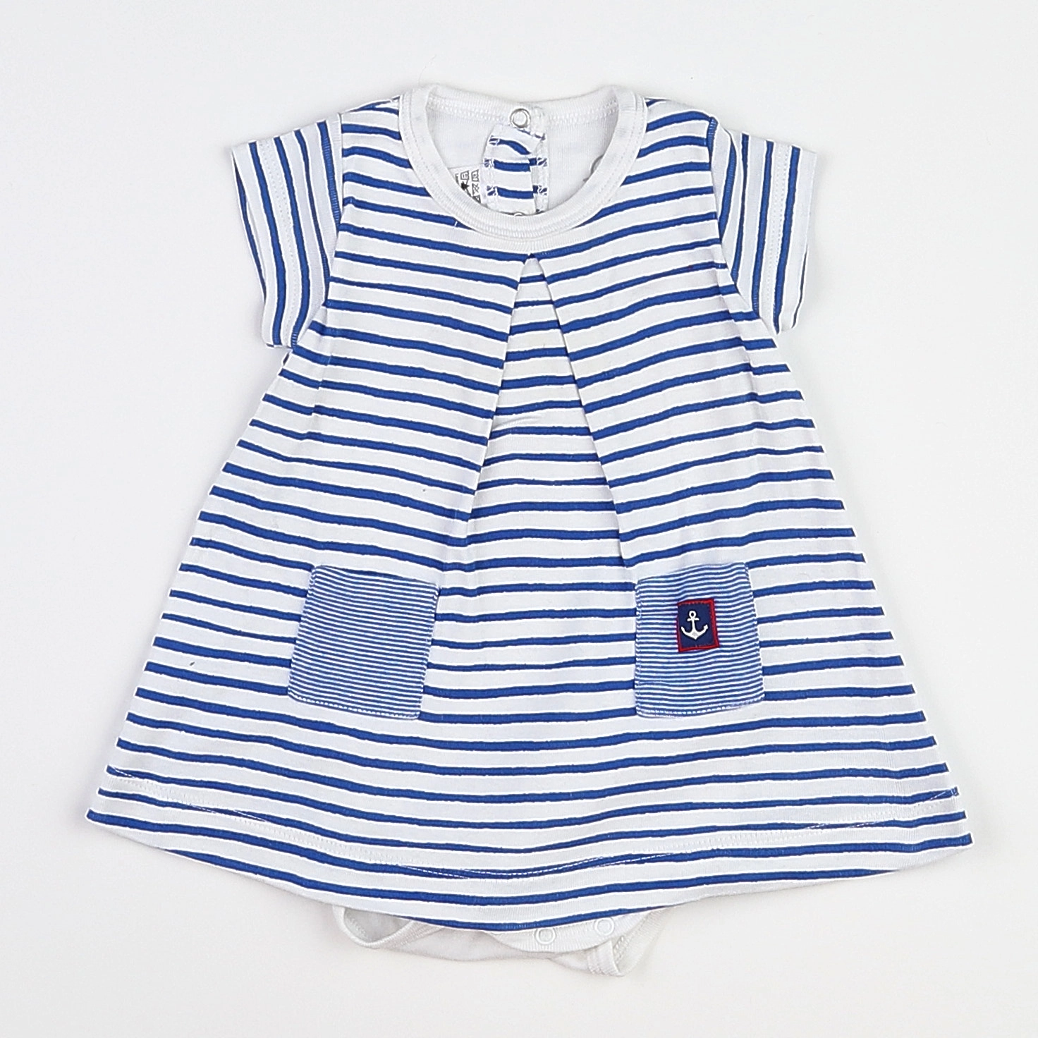 Petit Bateau - body vetement blanc, bleu - 3 mois