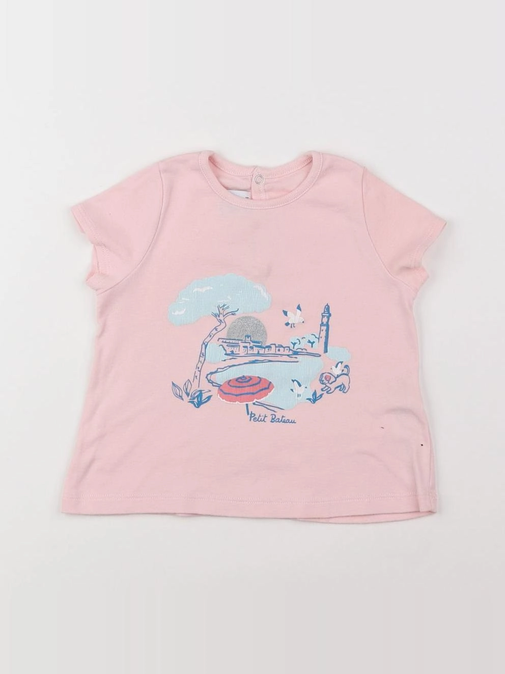 Petit Bateau - tee-shirt rose, bleu - 18 mois