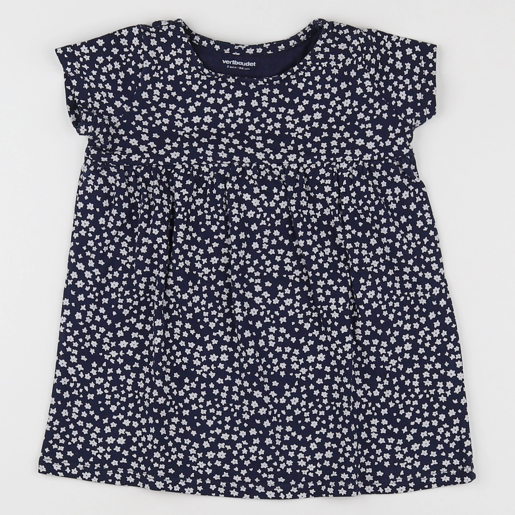 Vertbaudet - tee-shirt bleu, blanc - 2 ans
