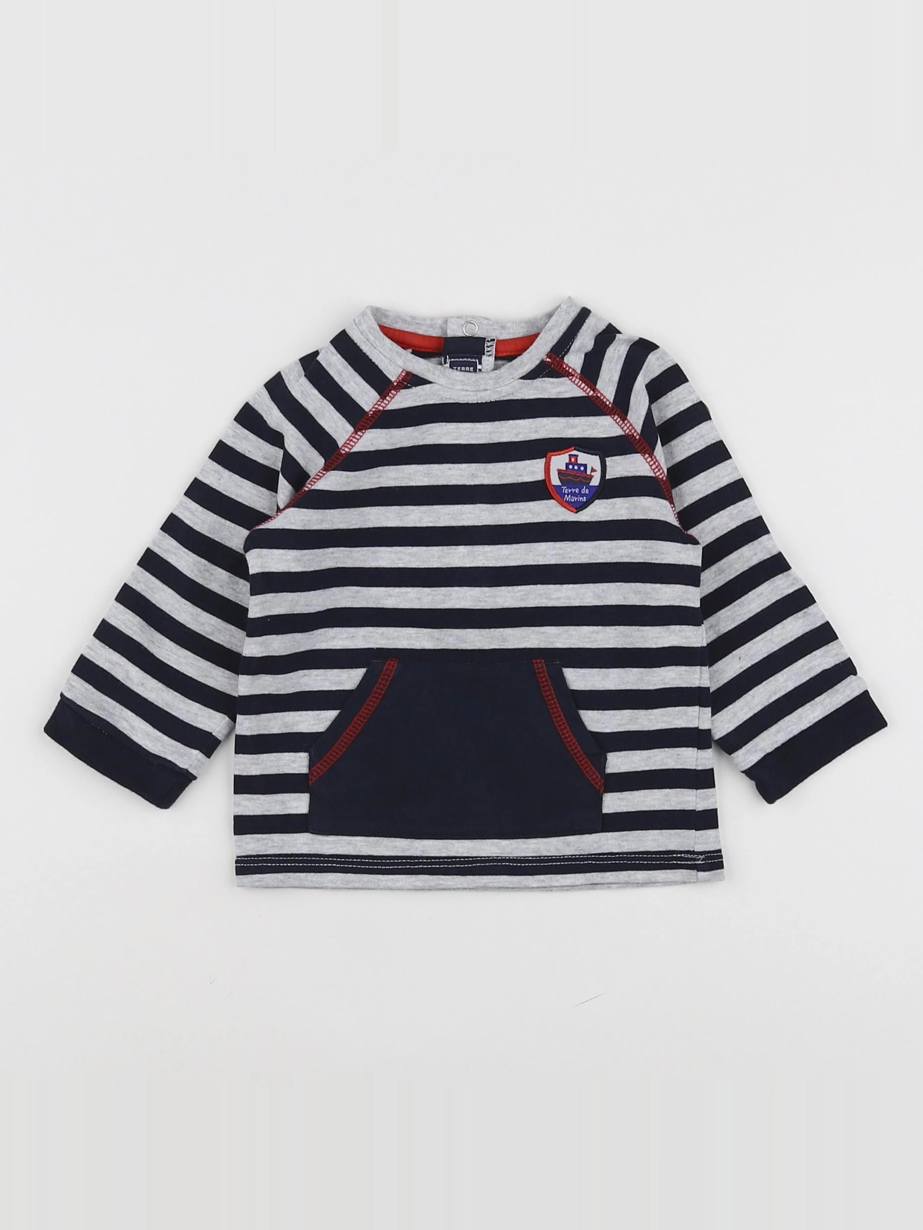 Terre de marins - tee-shirt gris, bleu - 12 mois