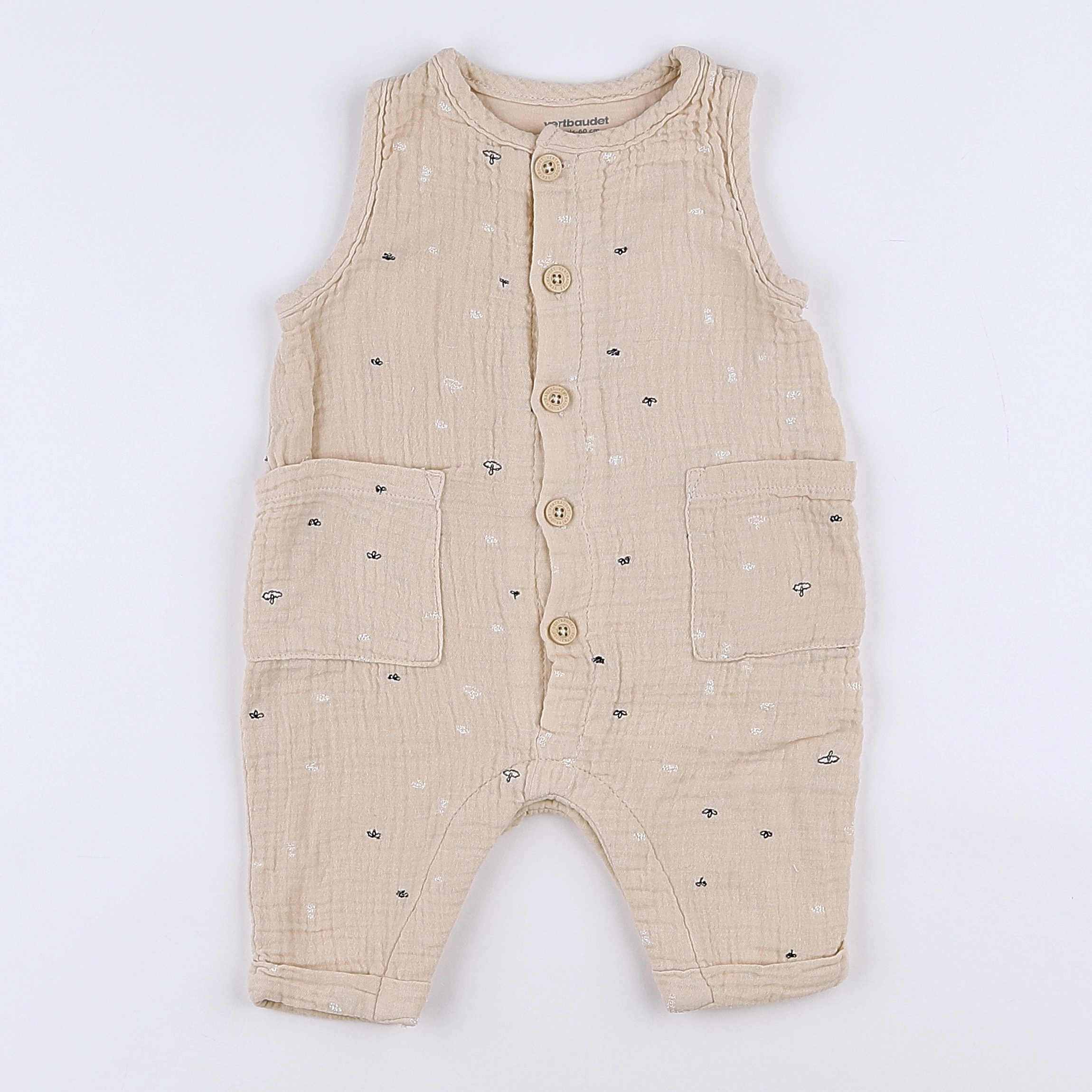 Vertbaudet - combinaison beige - 3 mois