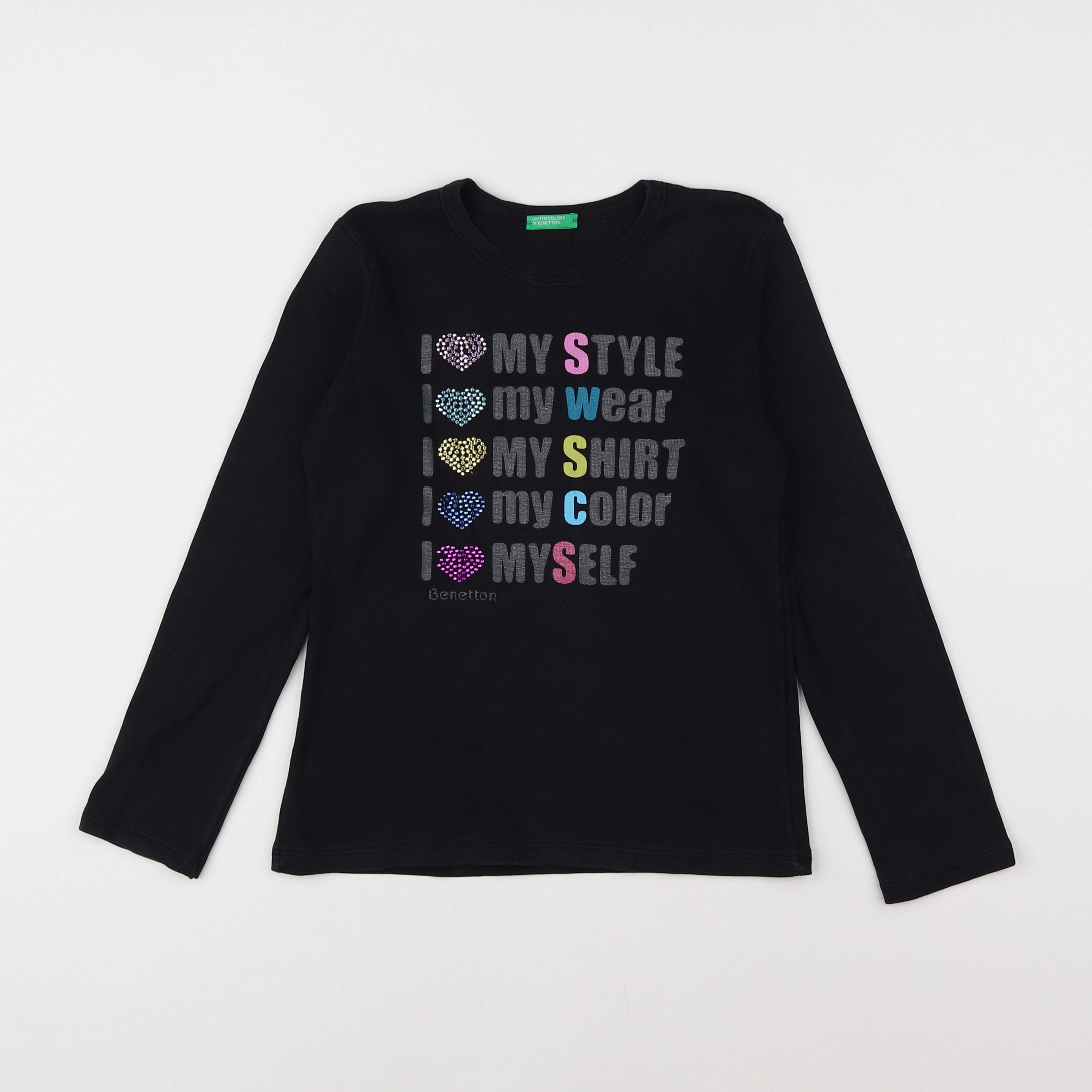 Benetton - tee-shirt noir, multicolore - 6 ans