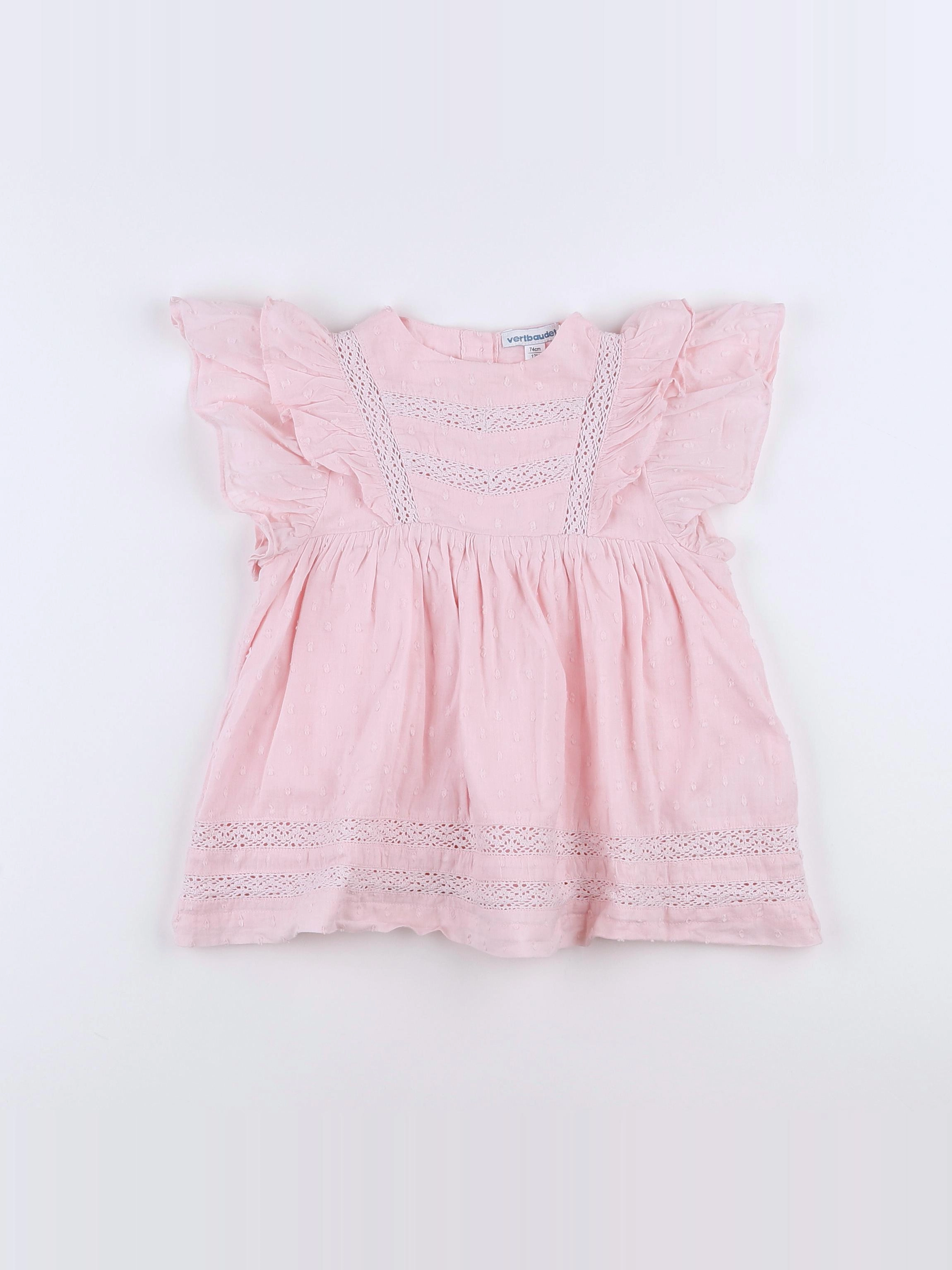 Vertbaudet - robe rose - 12 mois