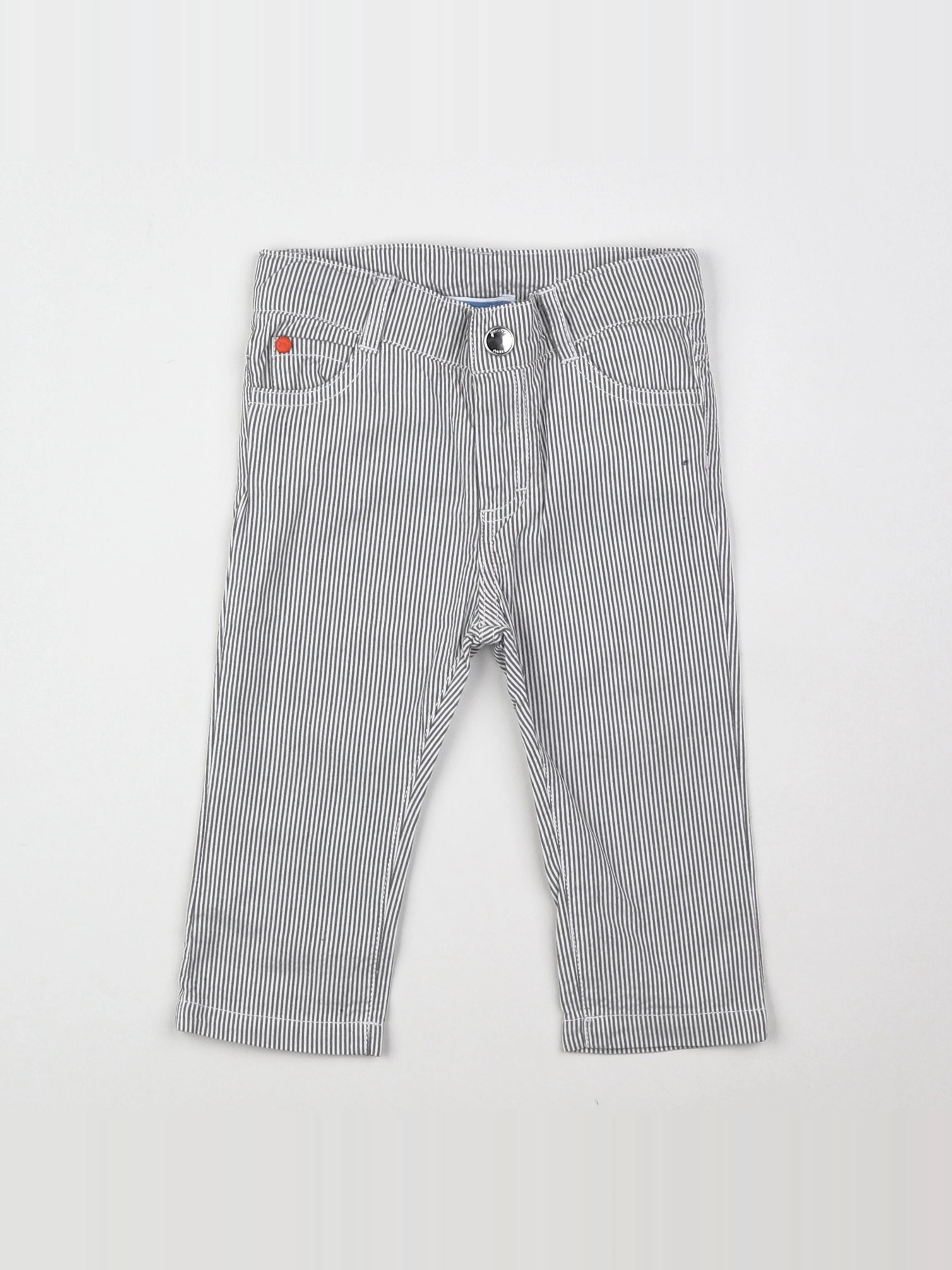 Jacadi - pantalon gris, blanc - 12 mois