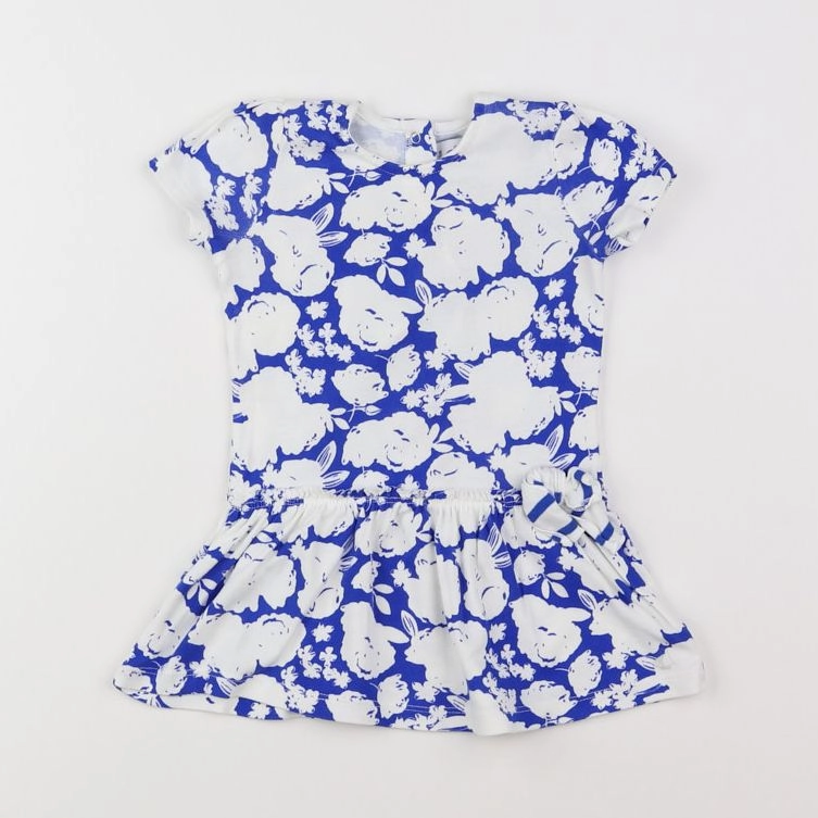 Petit Bateau - robe blanc, bleu - 12 mois