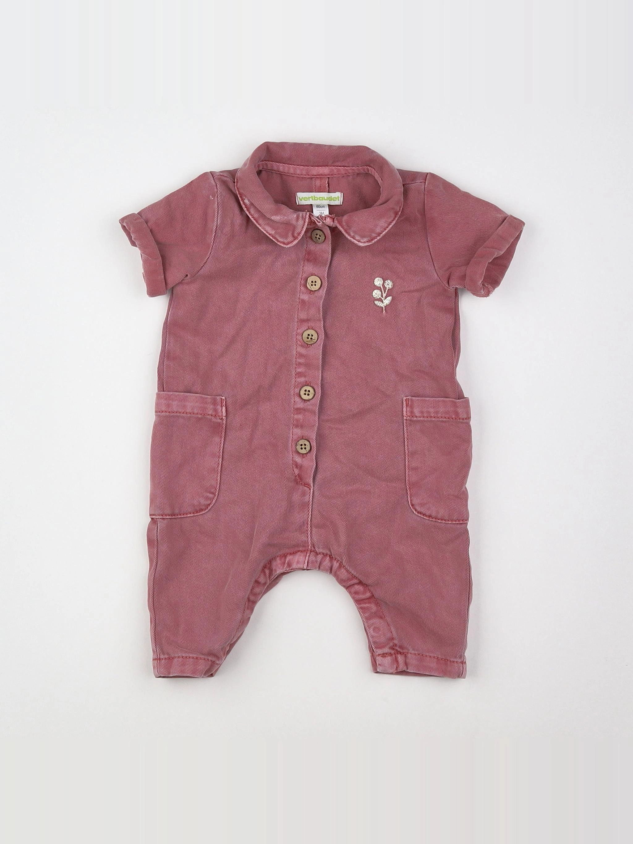 Vertbaudet - combinaison rose - 3 mois