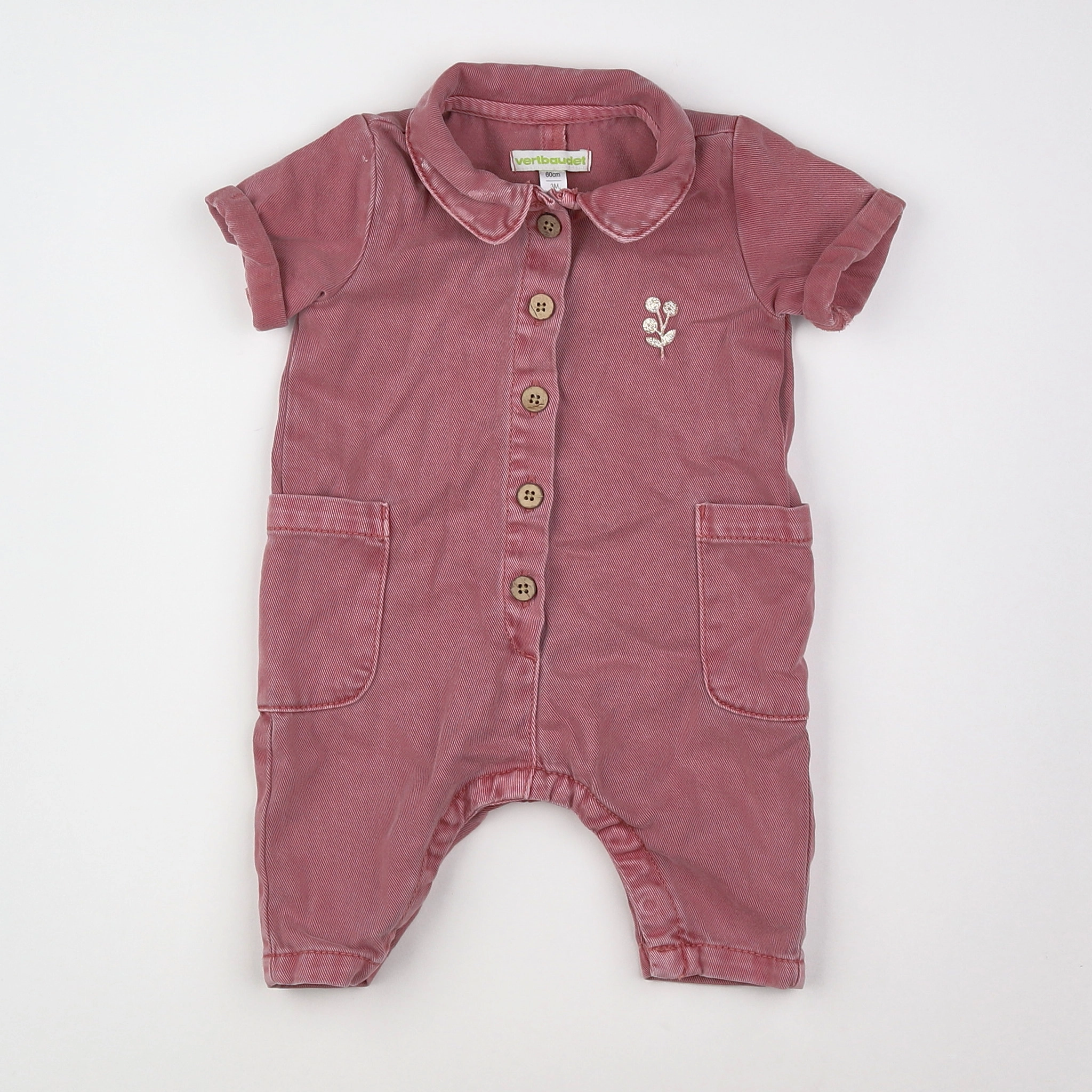 Vertbaudet - combinaison rose - 3 mois