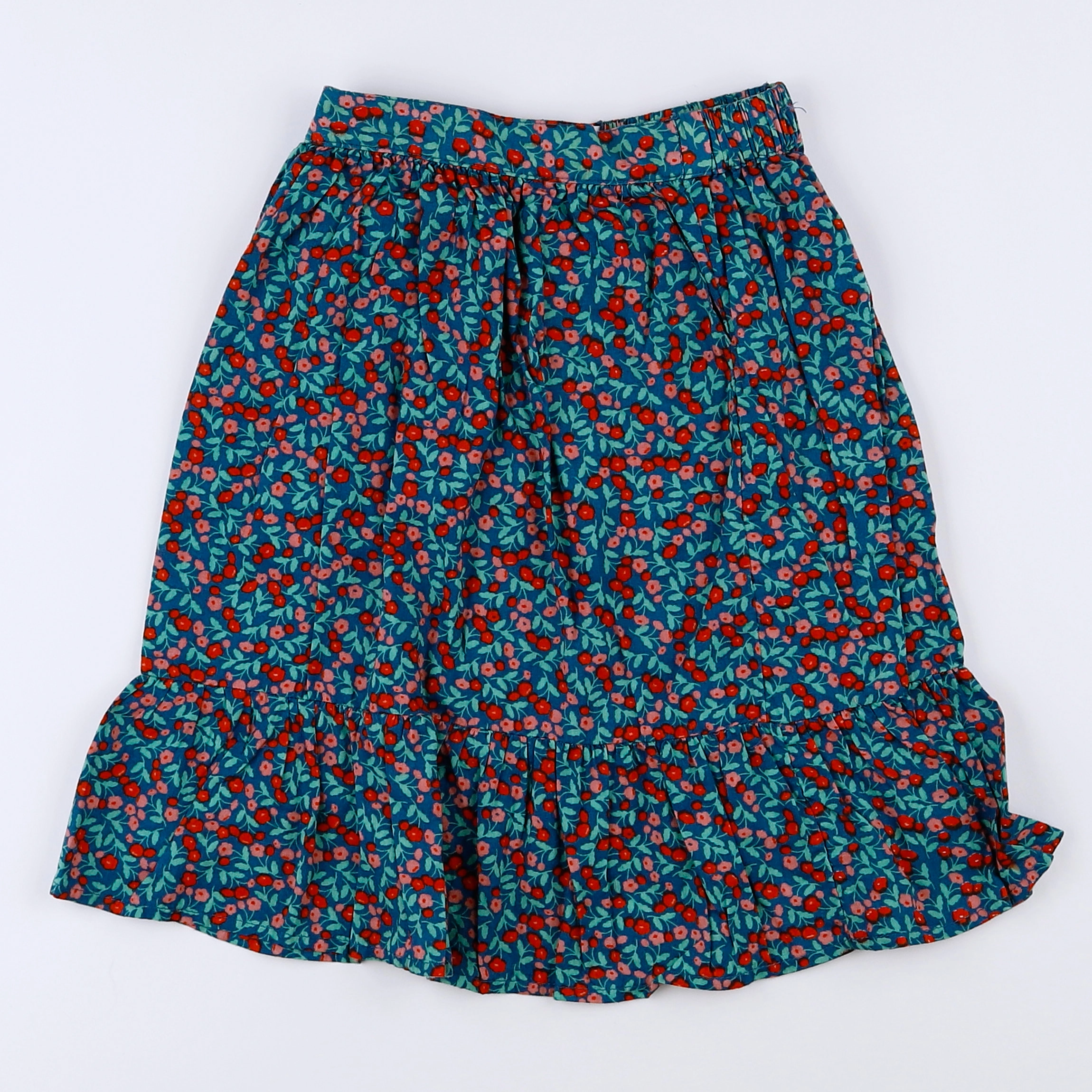 Vertbaudet - jupe vert, rouge - 3 ans