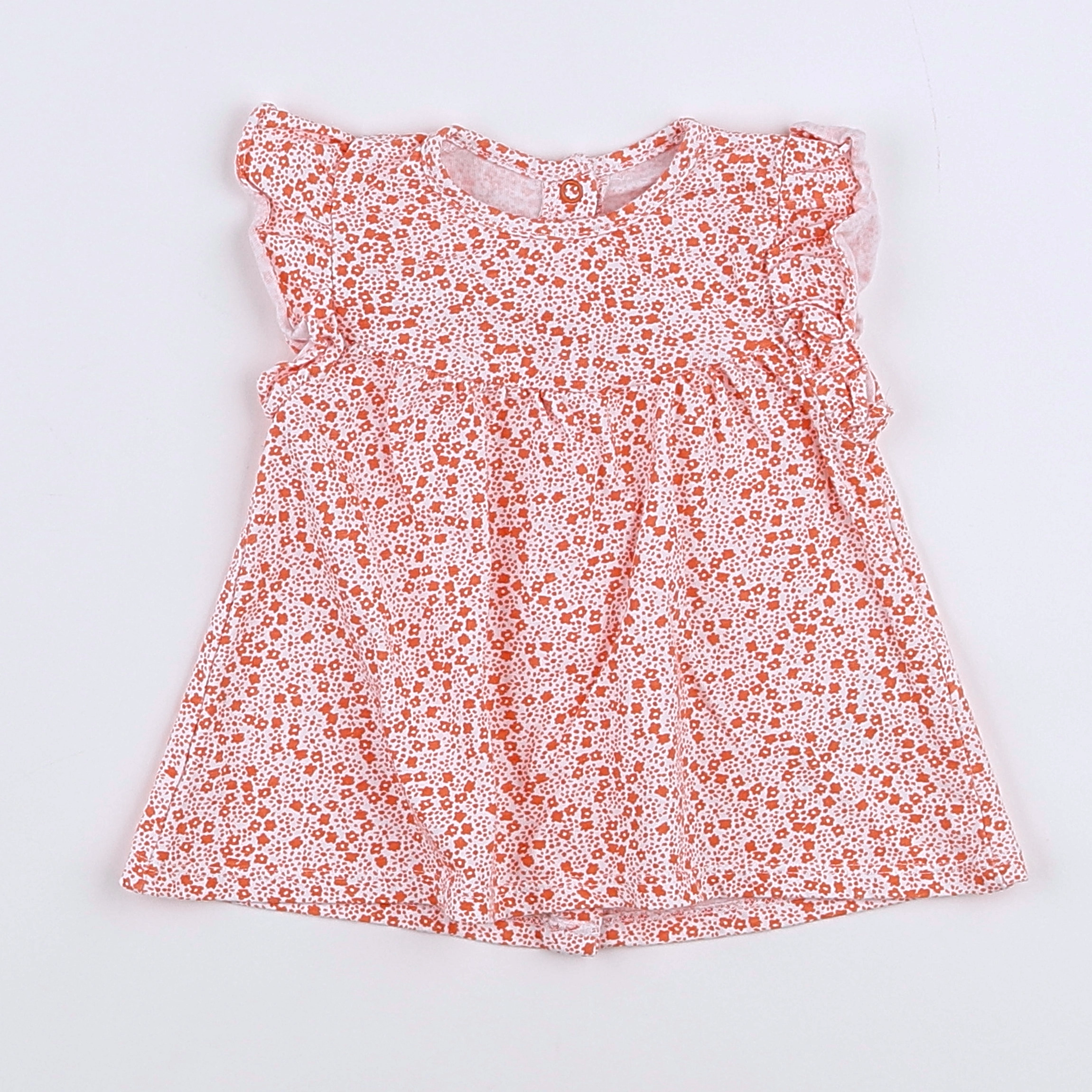 Vertbaudet - robe blanc, orange - 9 mois