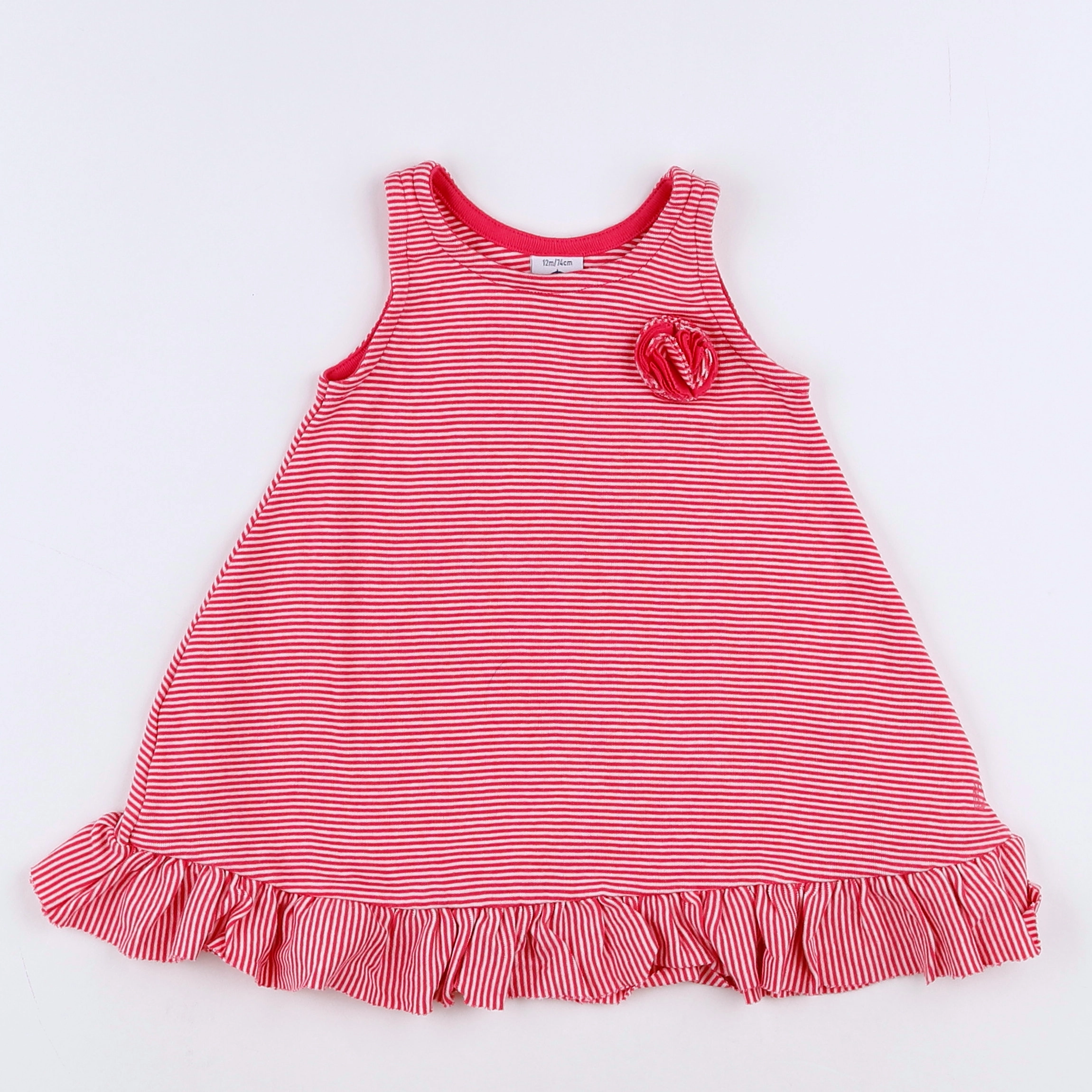 Petit Bateau - robe blanc, rose - 12 mois