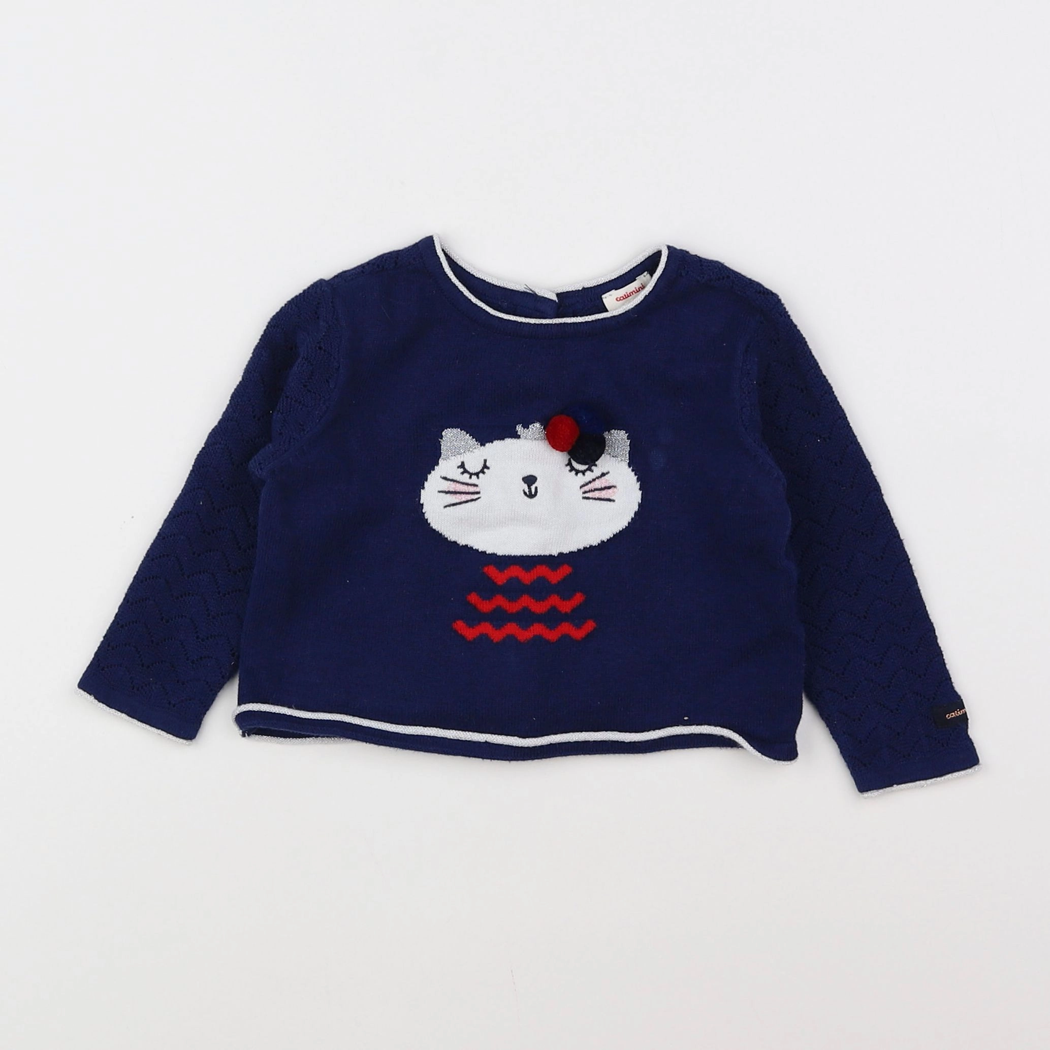 Catimini - pull bleu, blanc - 12 mois