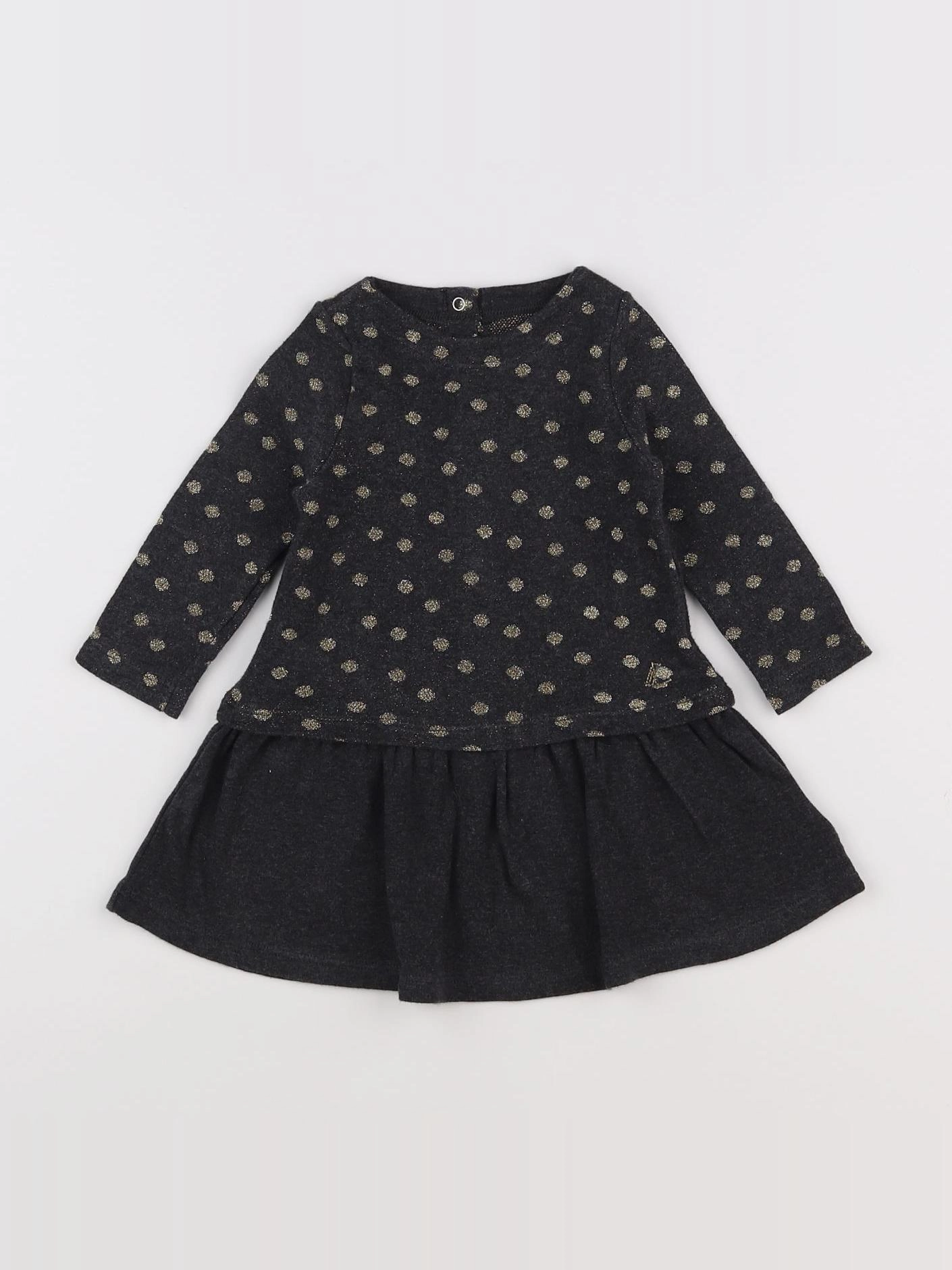 Petit Bateau - robe gris, or - 12 mois