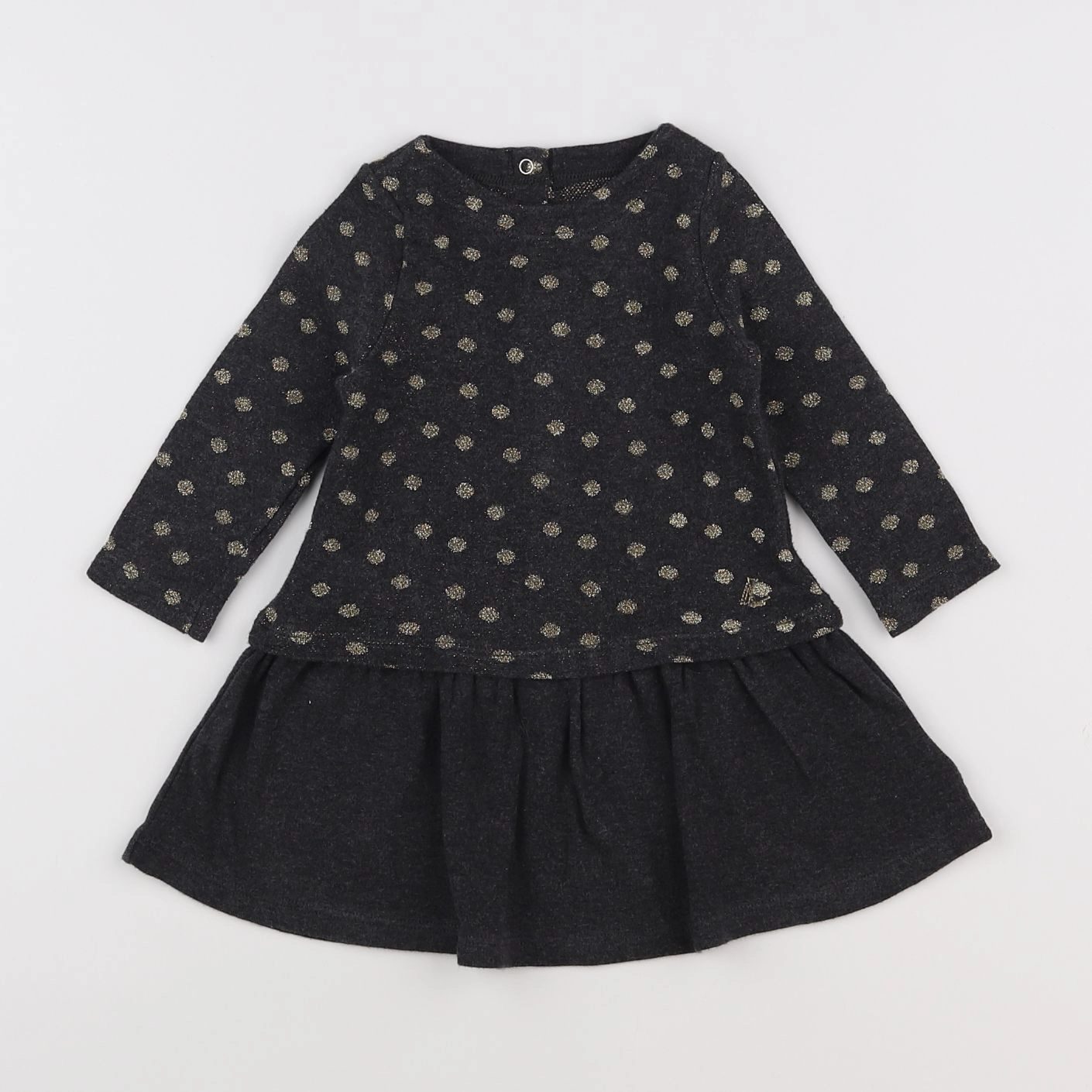 Petit Bateau - robe gris, or - 12 mois