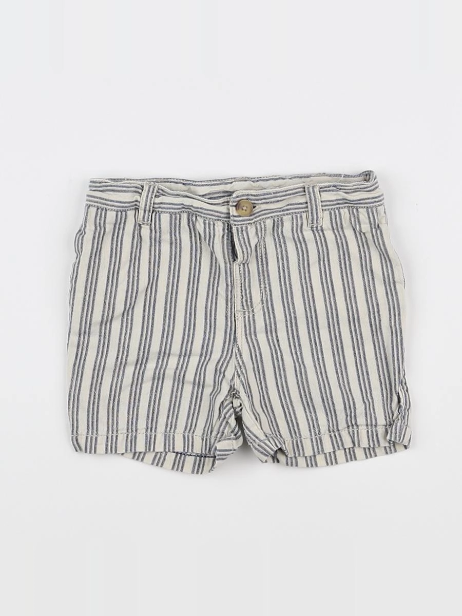 Natalys - short blanc, bleu - 12 mois