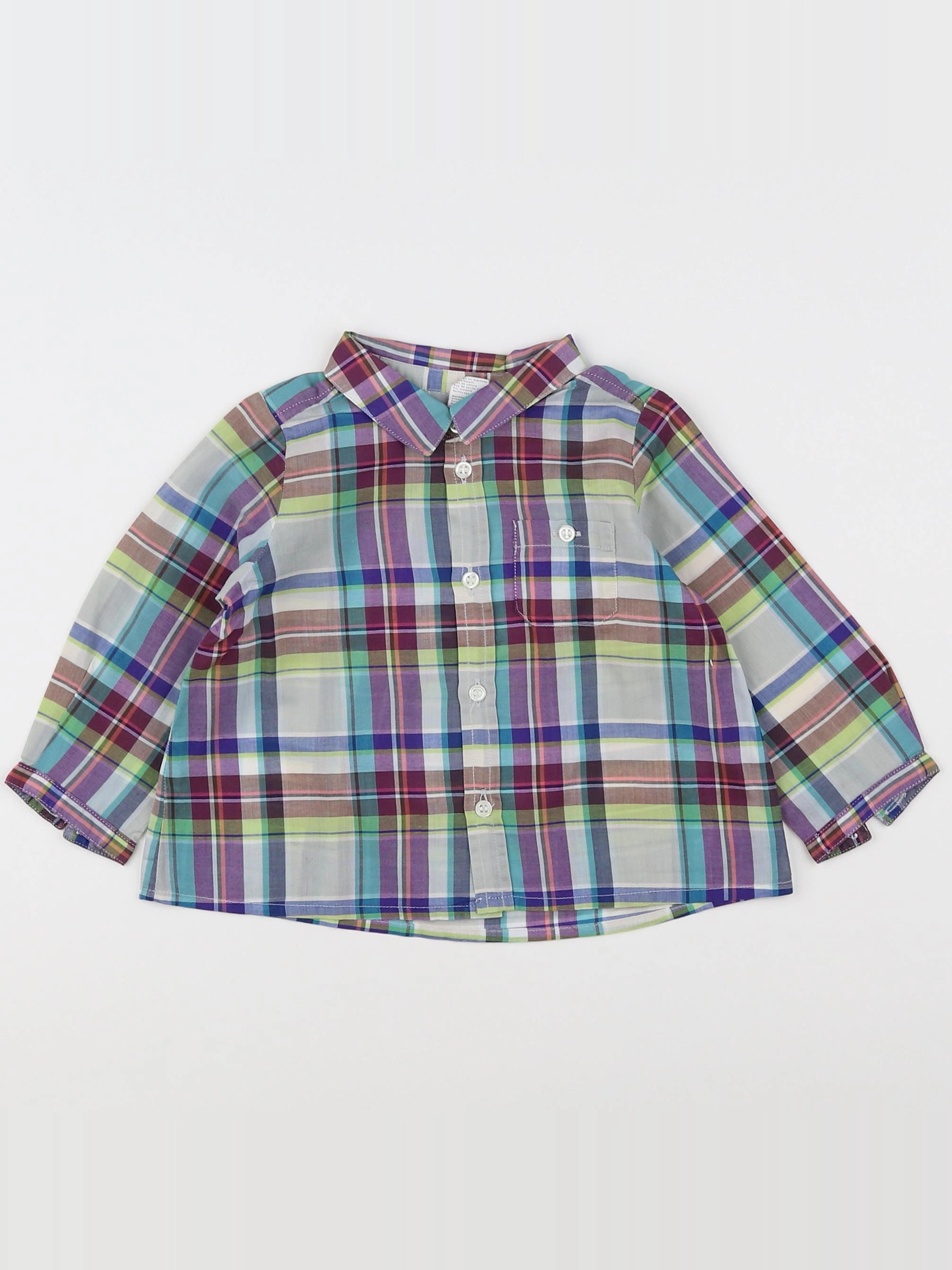Bonpoint - chemise bleu, violet - 12 mois